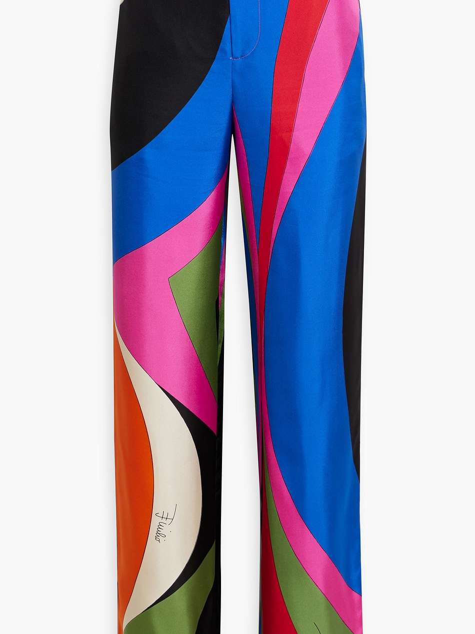printed silk-twill wide-leg pants