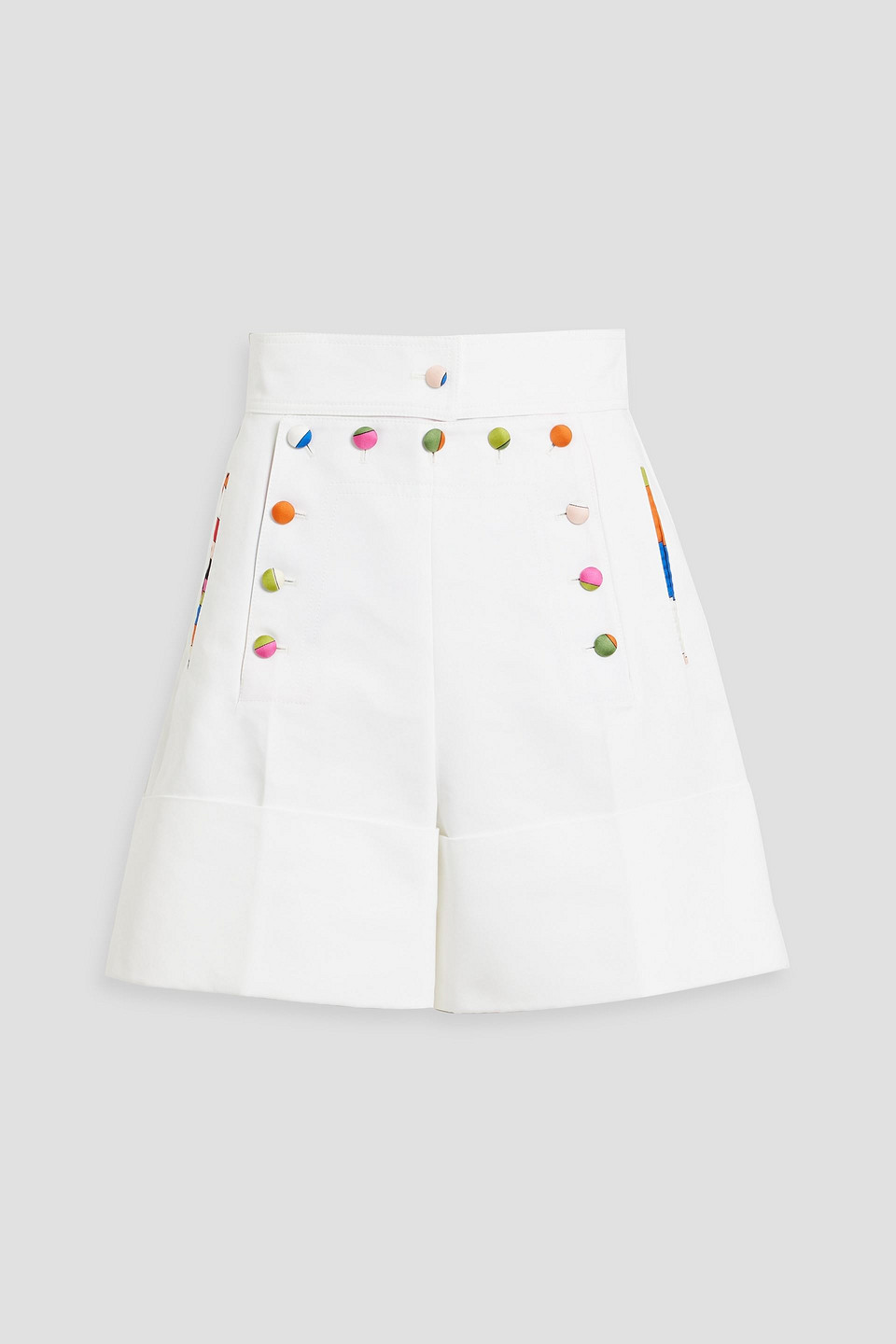 Pucci Button-detailed Cotton-blend Shorts In White