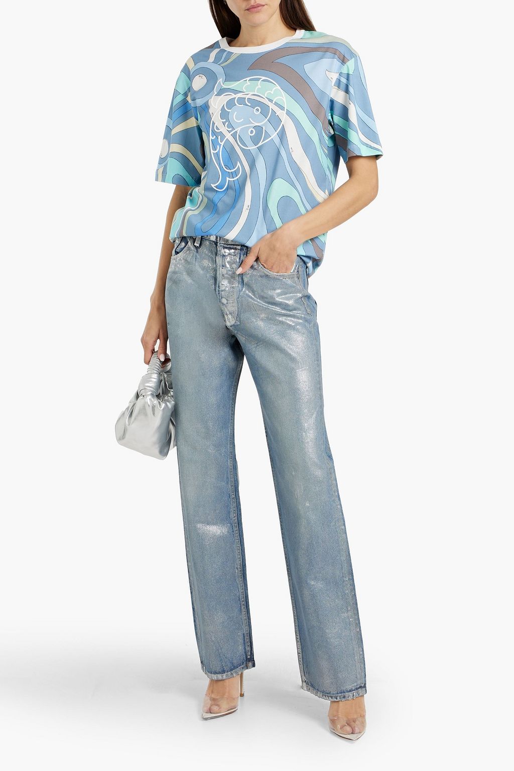 PUCCI Appliquéd printed cotton-jersey T-shirt