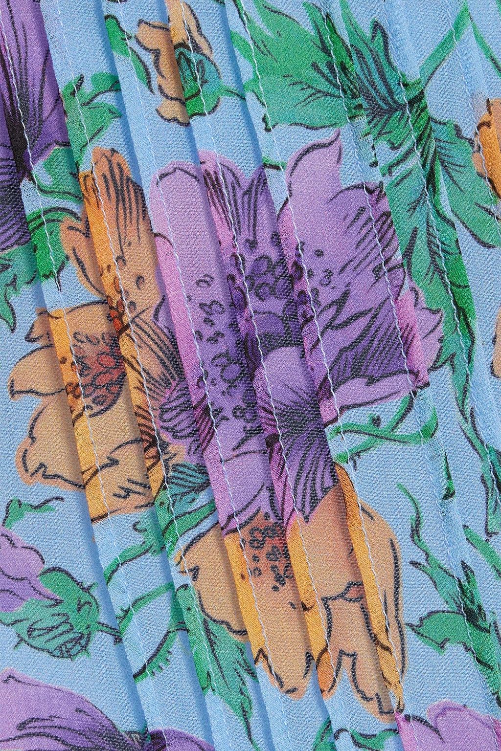 VERONICA BEARD Dali pintucked floral-print silk-chiffon top
