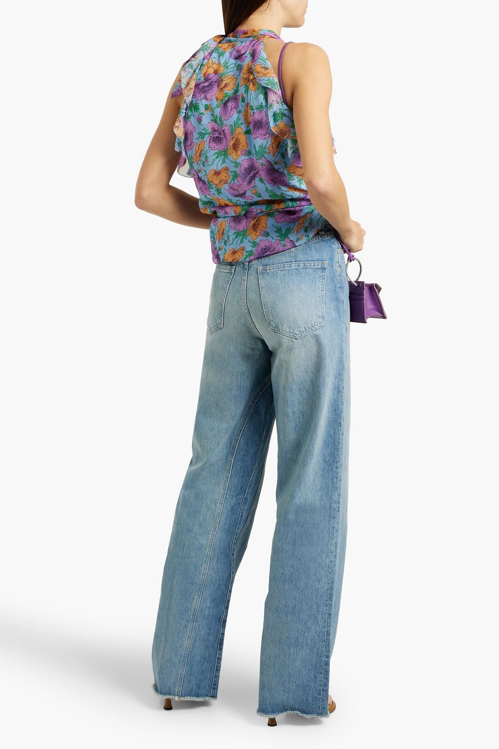 VERONICA BEARD Dali pintucked floral-print silk-chiffon top
