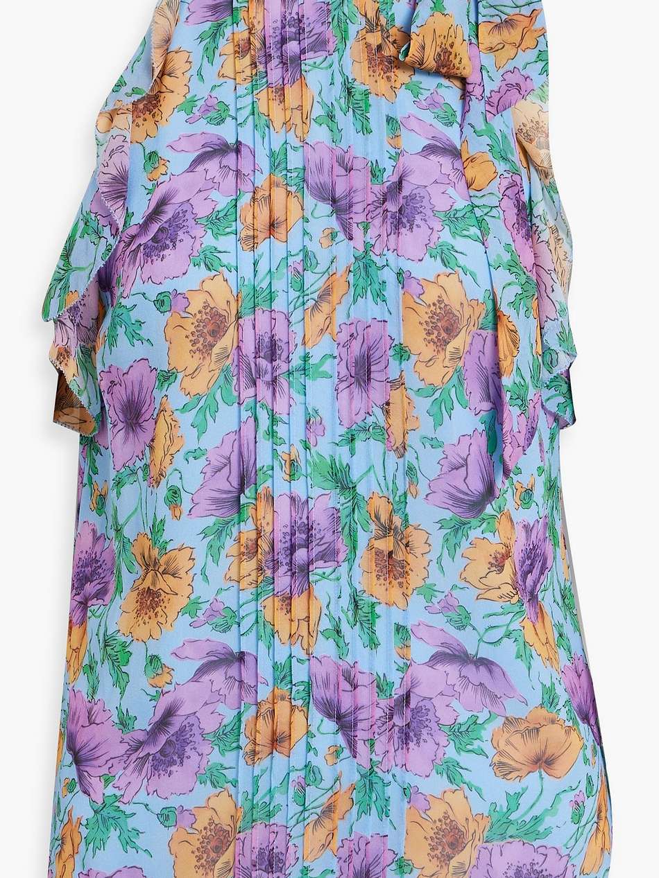 dali pintucked floral-print silk-chiffon top