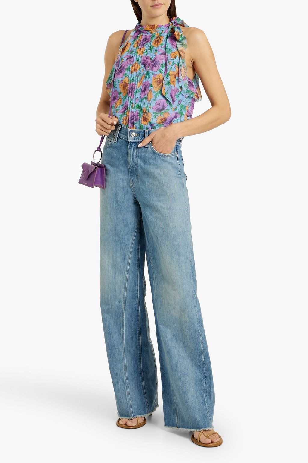 VERONICA BEARD Dali pintucked floral-print silk-chiffon top