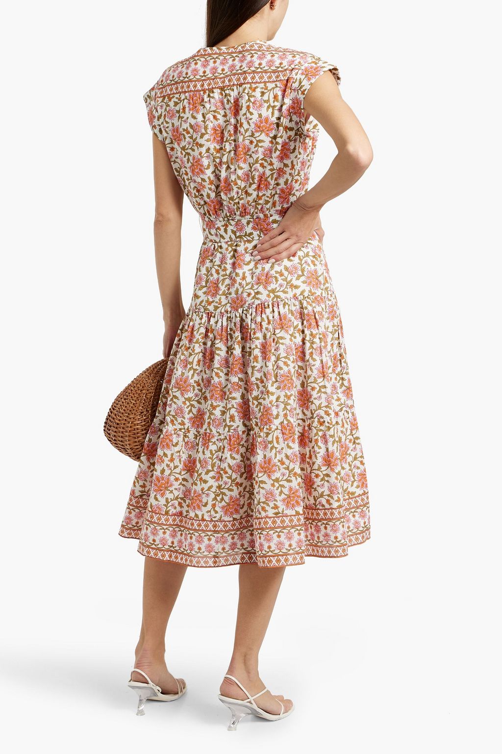 VERONICA BEARD Lexington floral-print cotton-seersucker midi dress