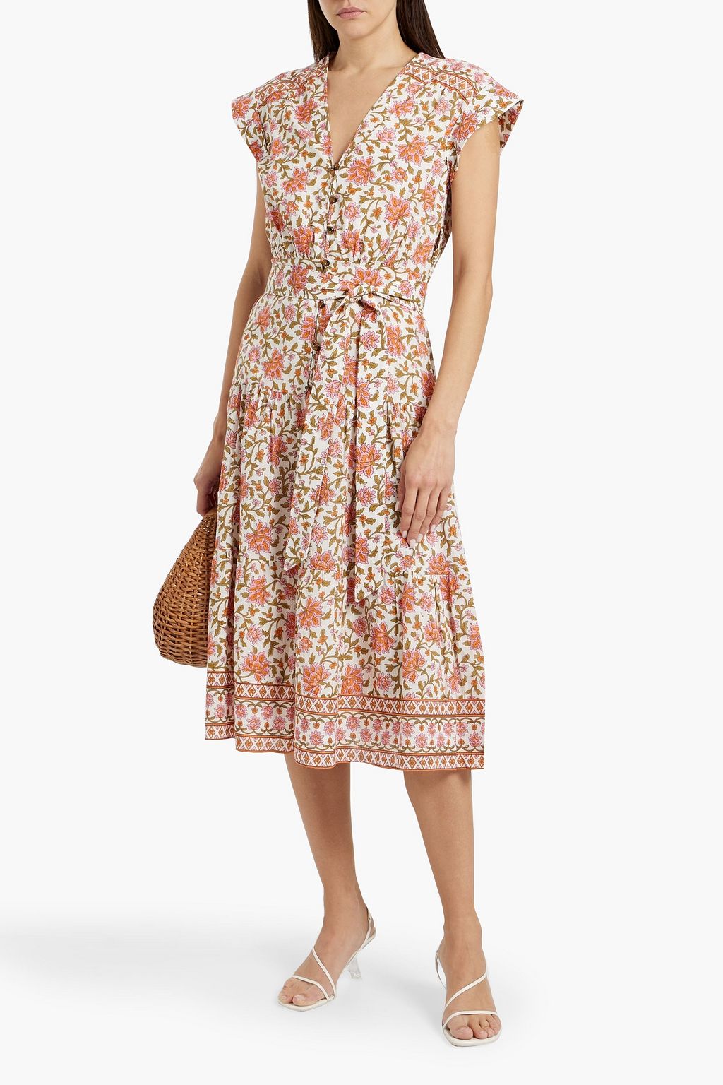 VERONICA BEARD Lexington floral-print cotton-seersucker midi dress