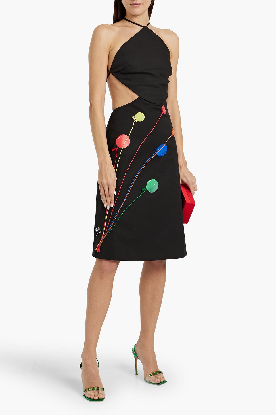 Pucci Cutout Printed Cotton-poplin Dress In Black