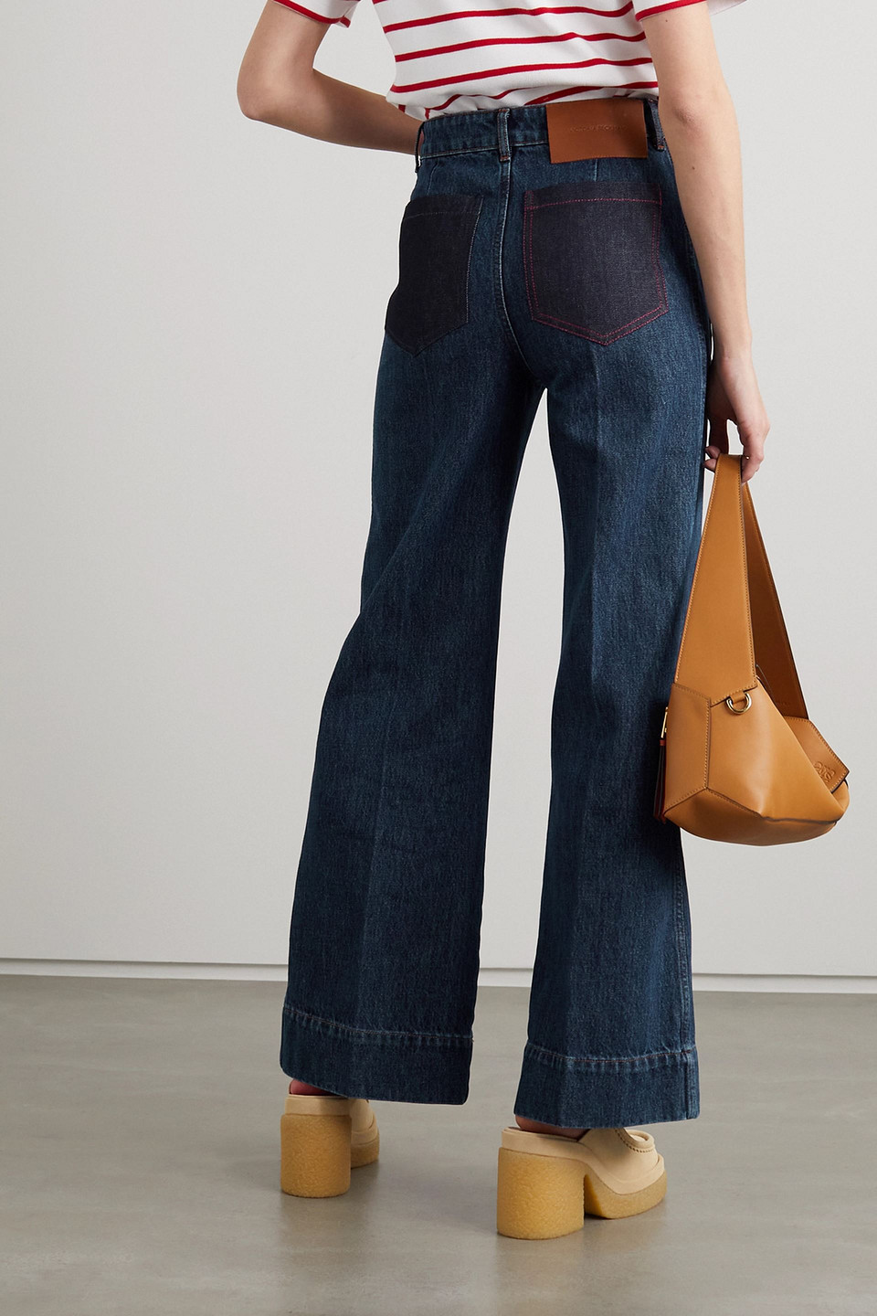 VICTORIA BECKHAM ALINA PATCHWORK WIDE-LEG JEANS