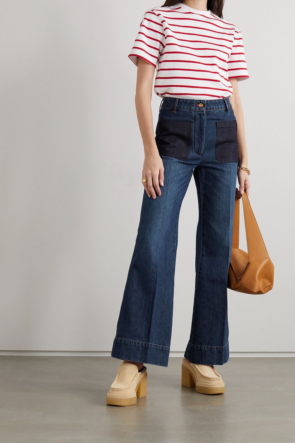 VICTORIA BECKHAM Alina patchwork wide-leg jeans
