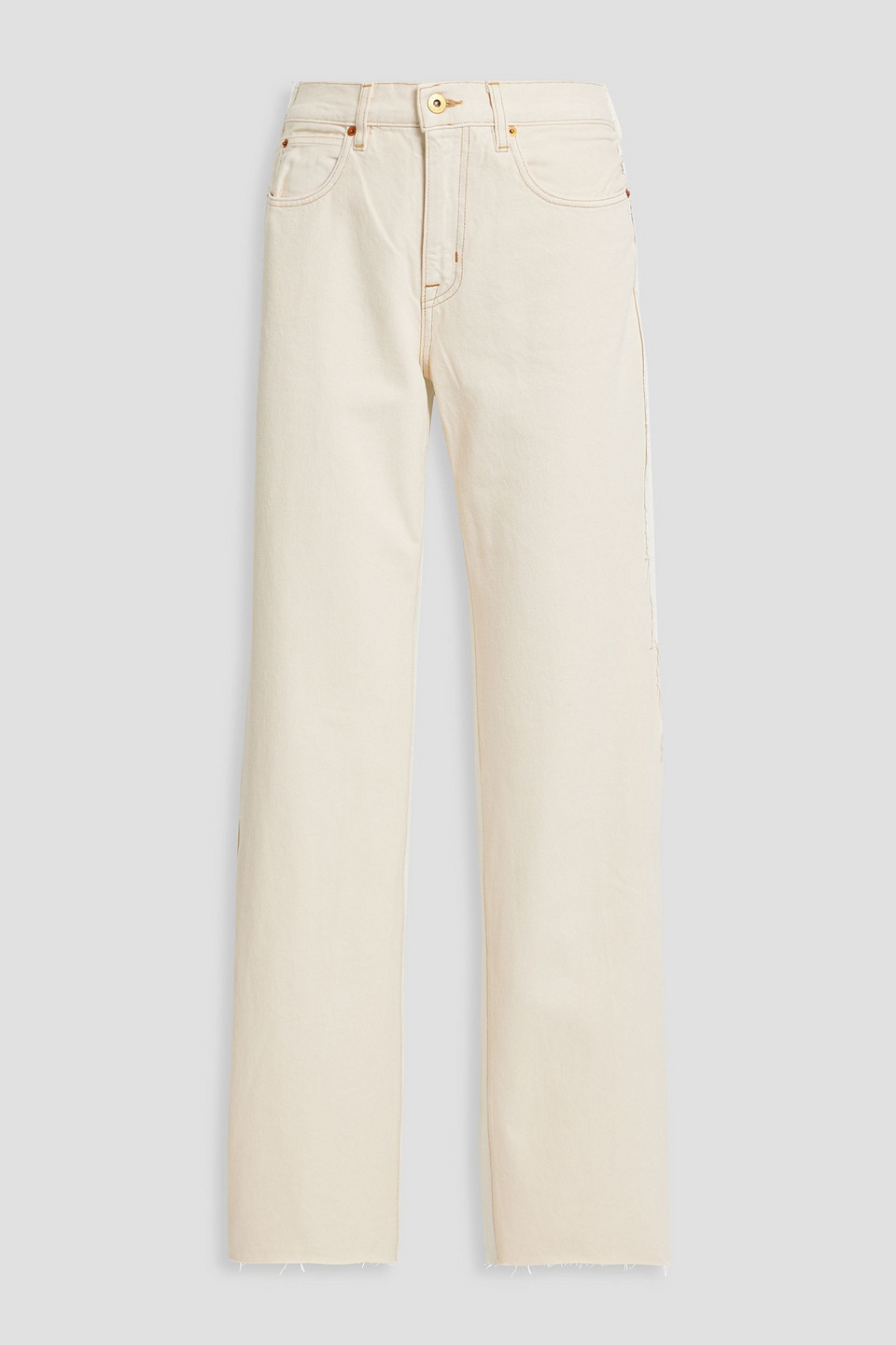 Shop Slvrlake Re-work Grace Paneled High-rise Wide-leg Jeans In Cream