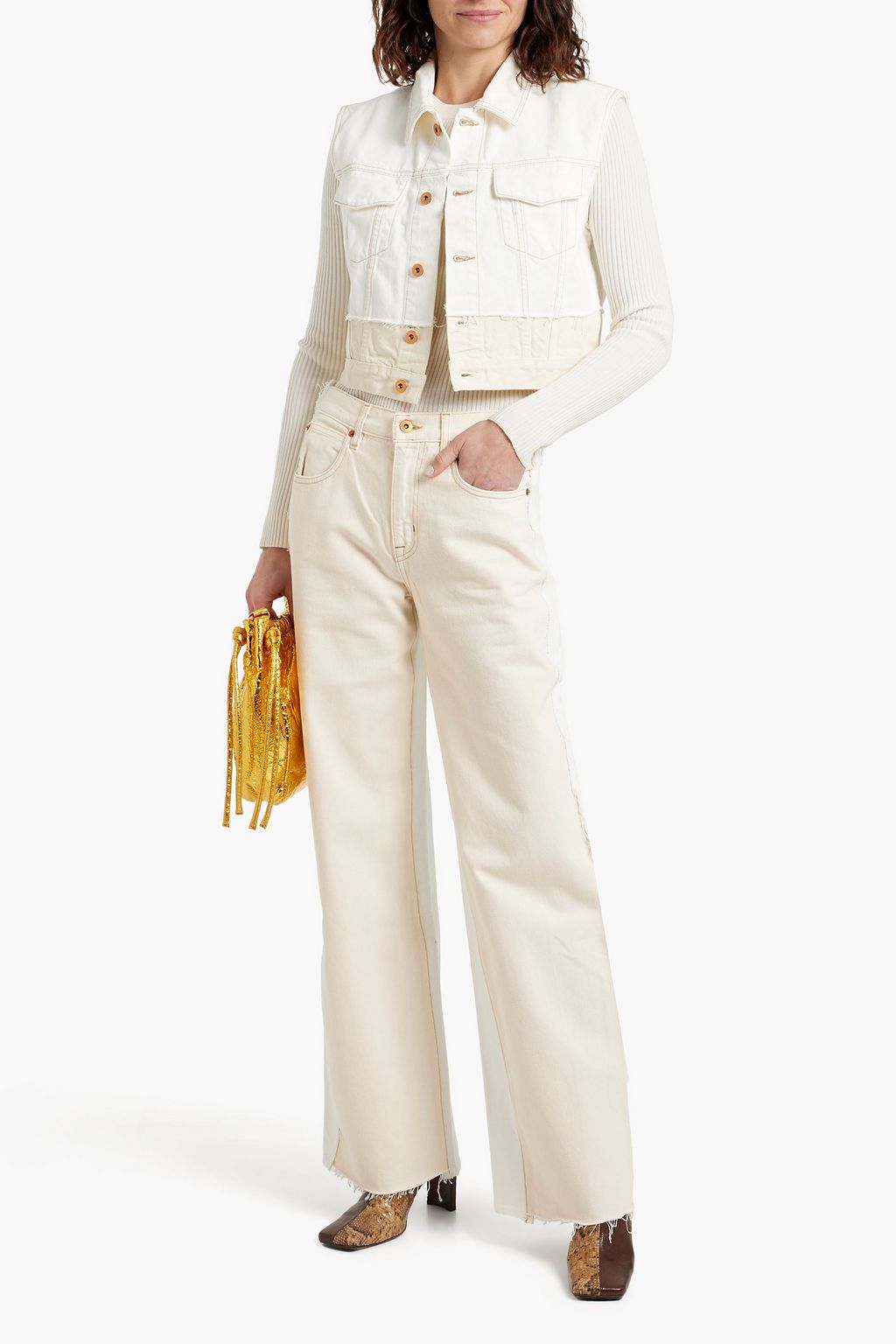 SLVRLAKE Re-work Grace paneled high-rise wide-leg jeans