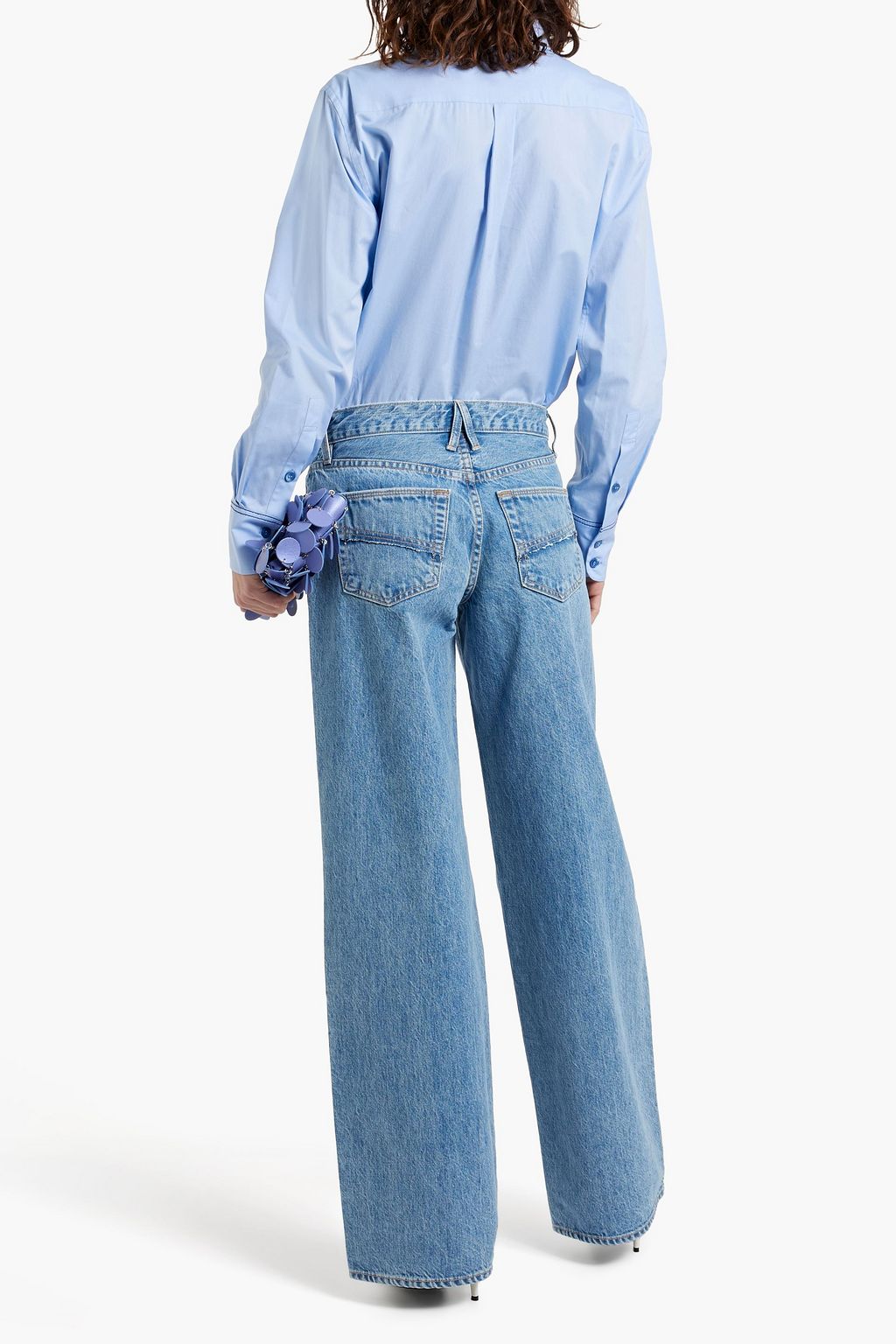 SLVRLAKE Mica paneled low-rise wide-leg jeans