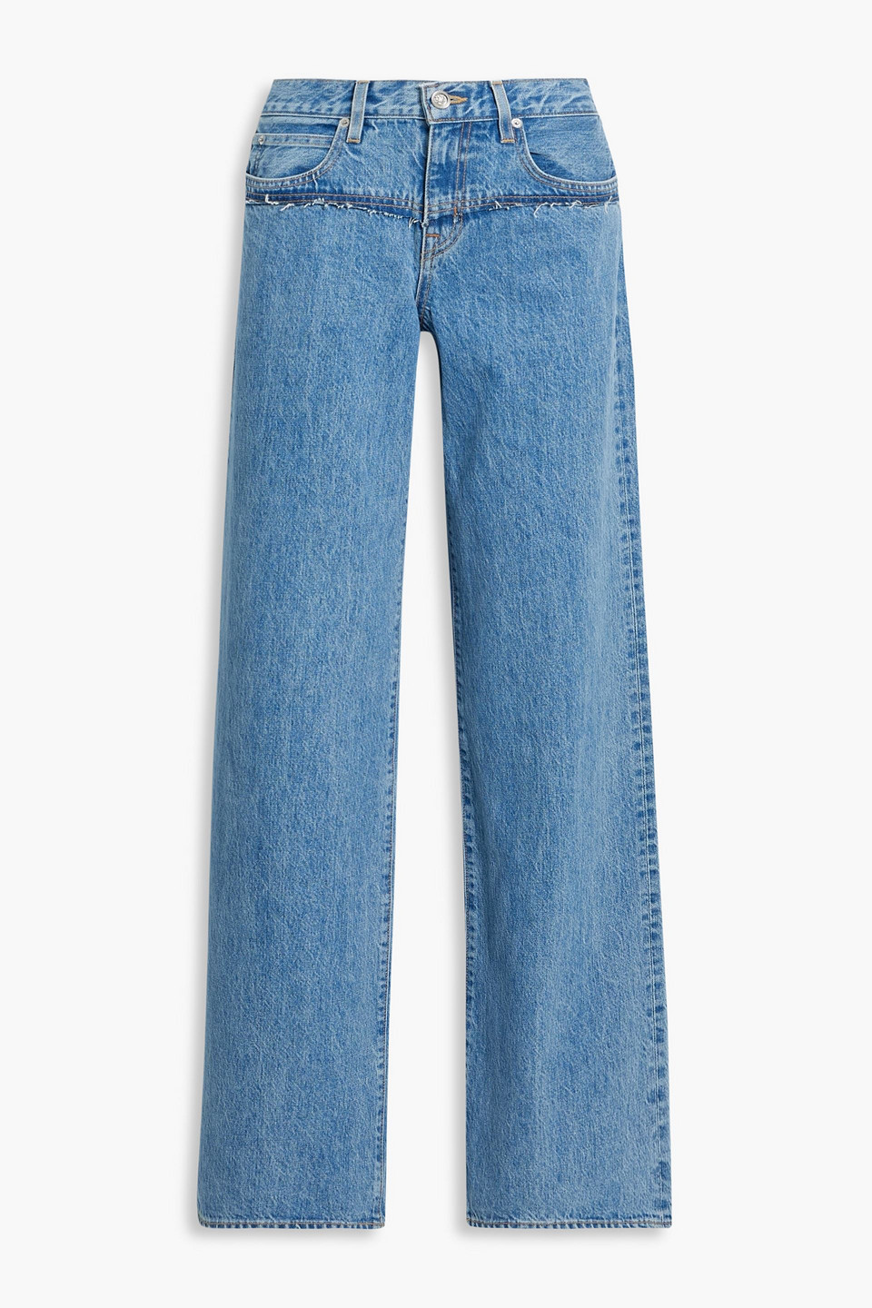 Mica paneled low-rise wide-leg jeans