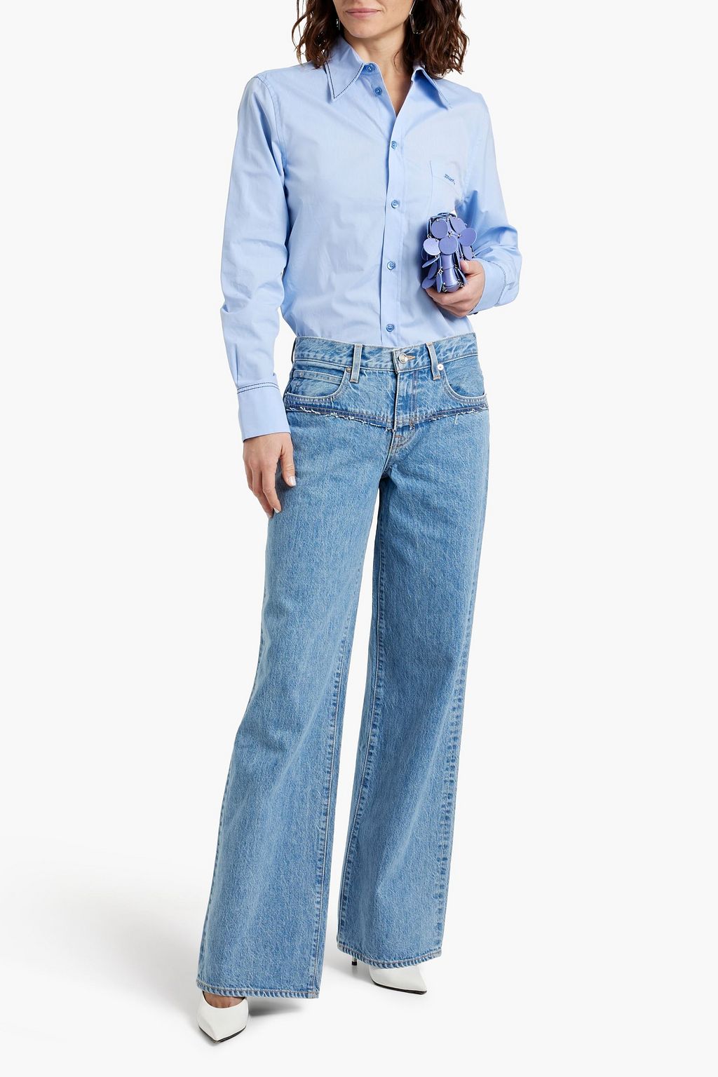 SLVRLAKE Mica paneled low-rise wide-leg jeans