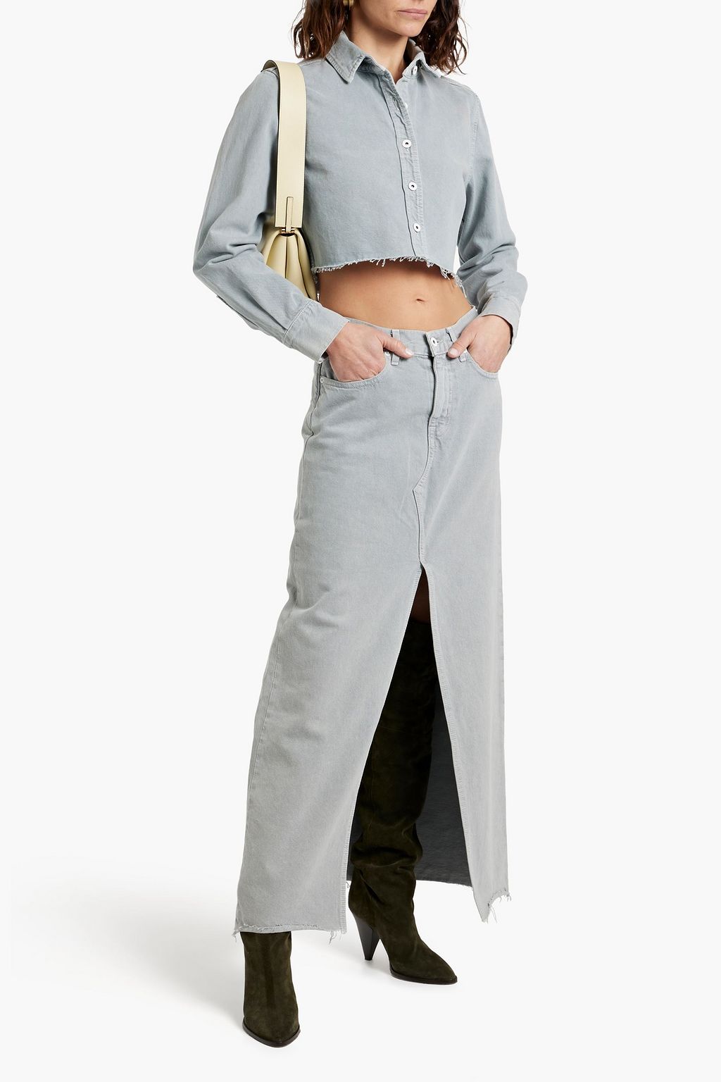 SLVRLAKE Cropped frayed denim shirt
