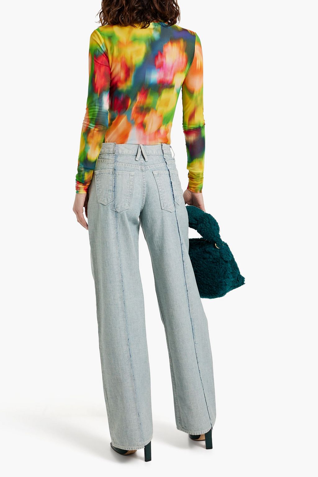 SLVRLAKE Re-work Mica frayed high-rise wide-leg jeans