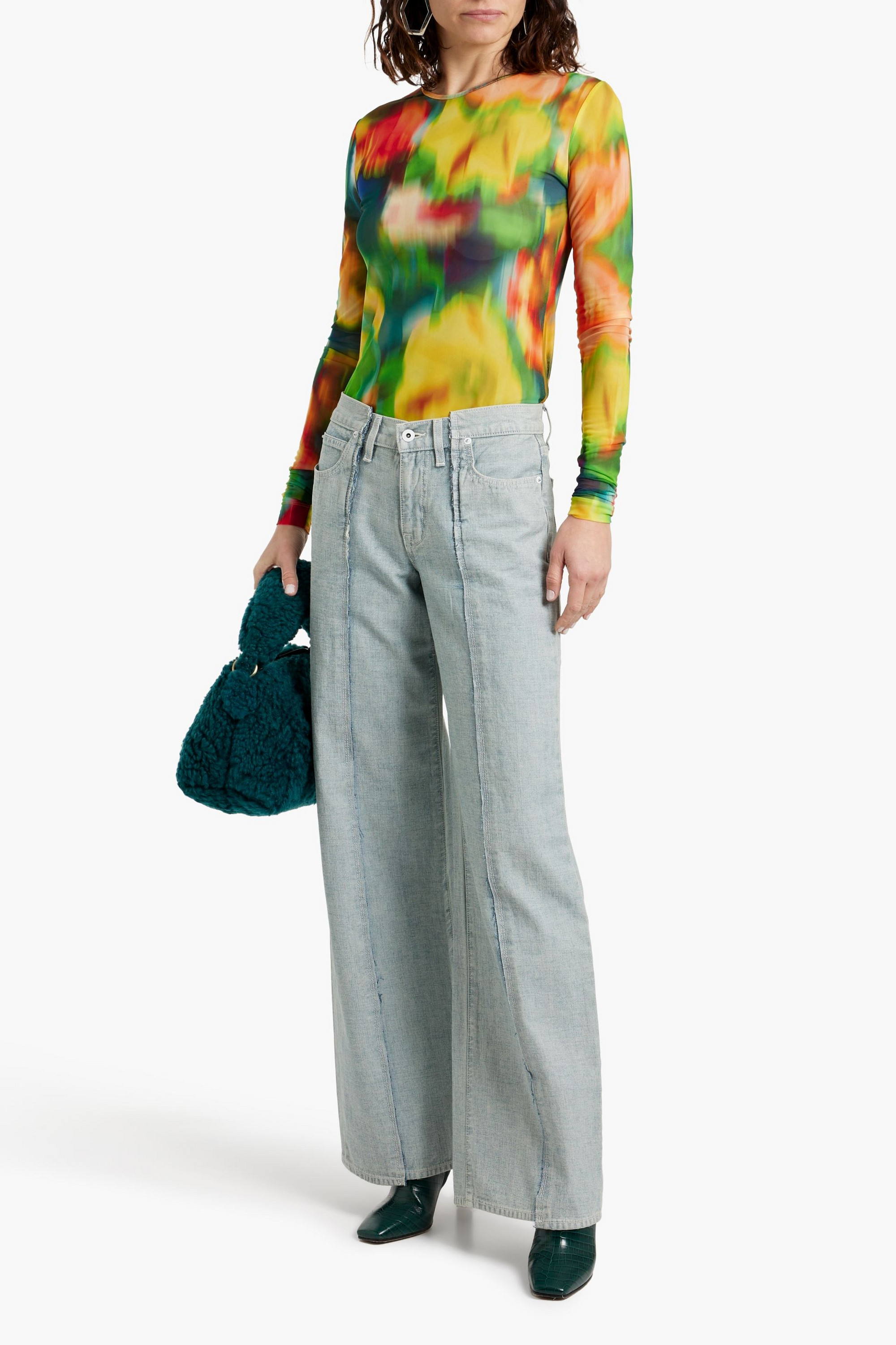 SLVRLAKE Re-work Mica frayed high-rise wide-leg jeans