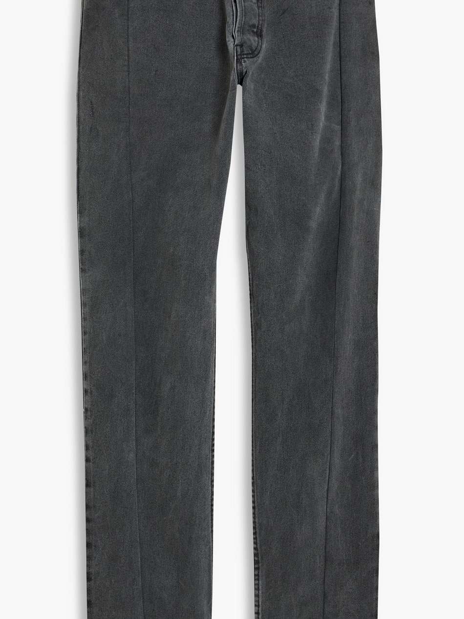 unraveled distressed high-rise straight-leg jeans