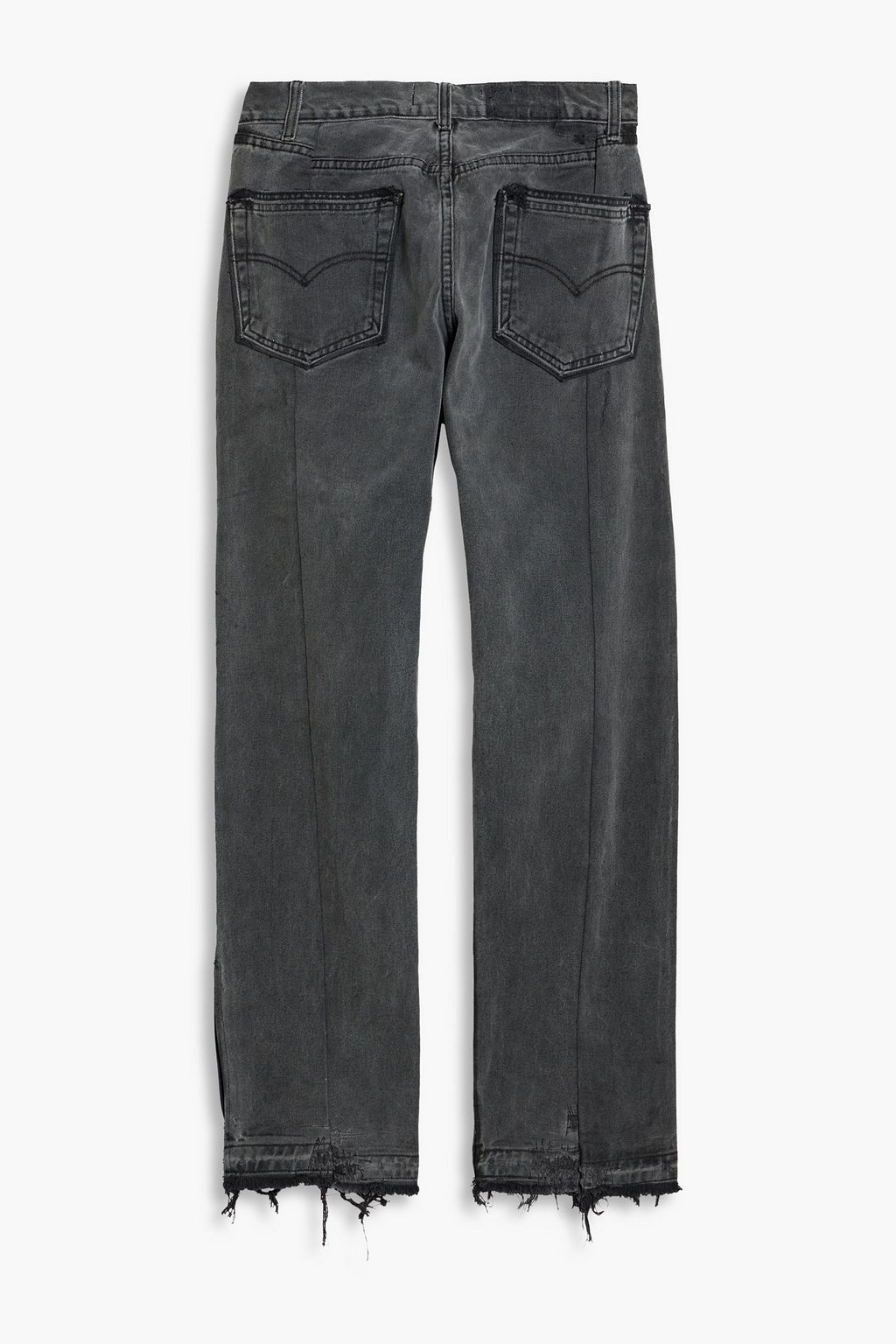 EB DENIM Unraveled distressed high-rise straight-leg jeans