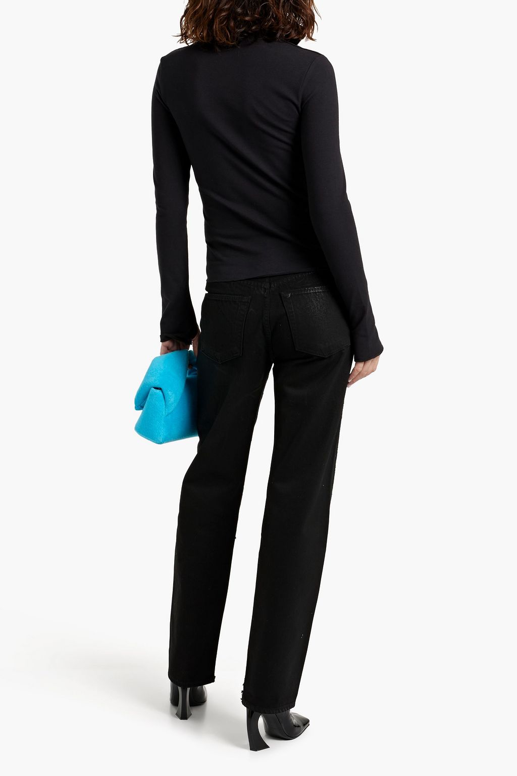 SLVRLAKE London paneled coated high-rise straight-leg jeans