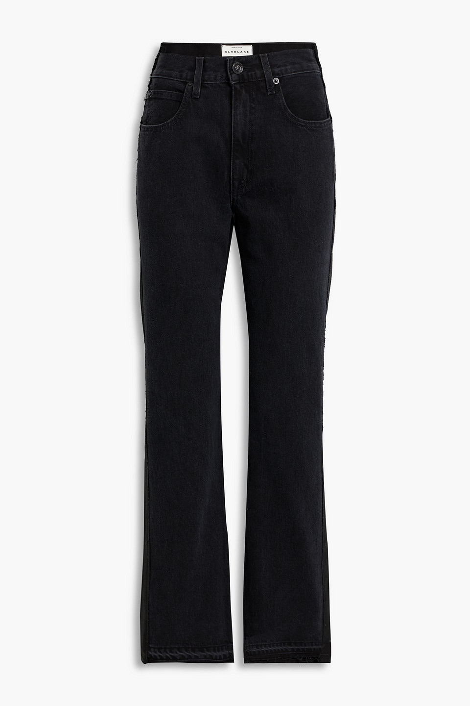 Slvrlake London Paneled Coated High-rise Straight-leg Jeans In Black
