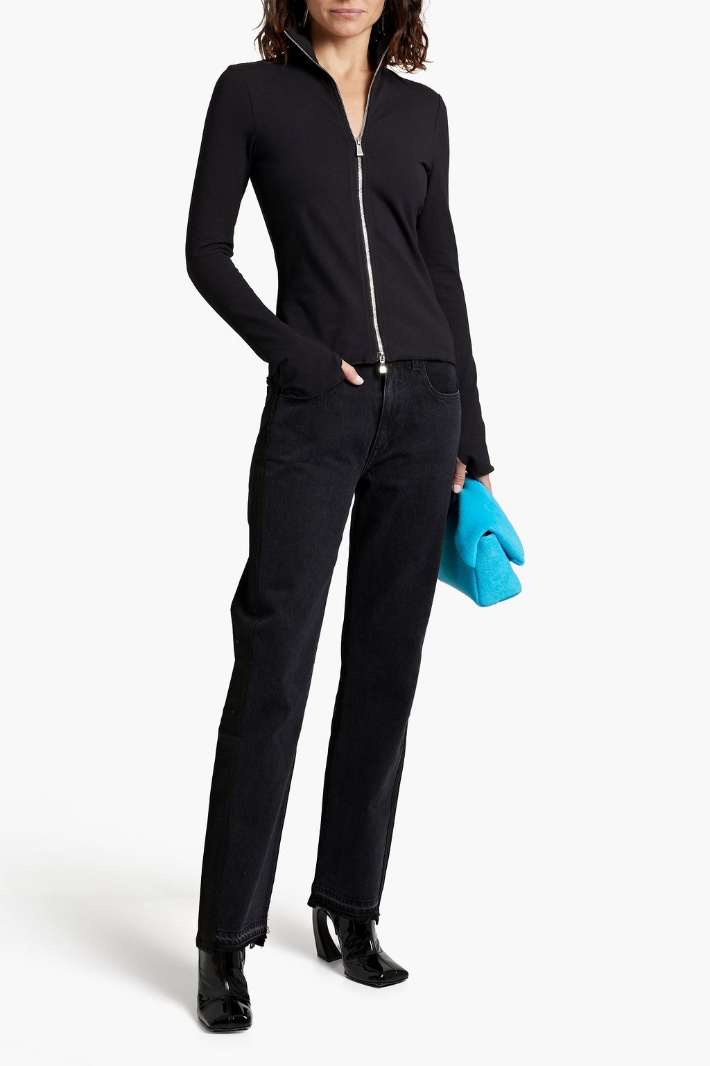 SLVRLAKE London paneled coated high-rise straight-leg jeans