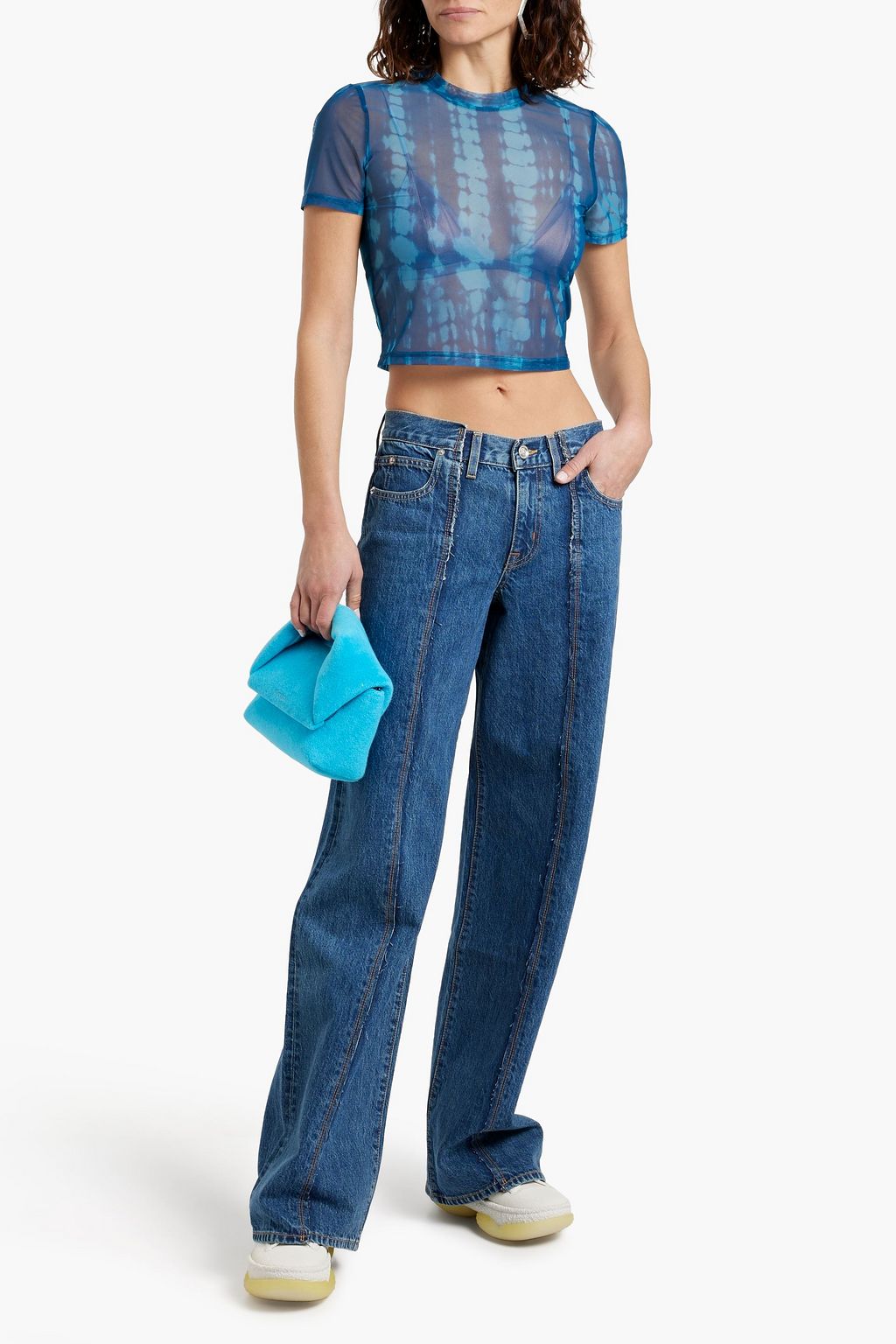 SLVRLAKE Mica paneled low-rise wide-leg jeans