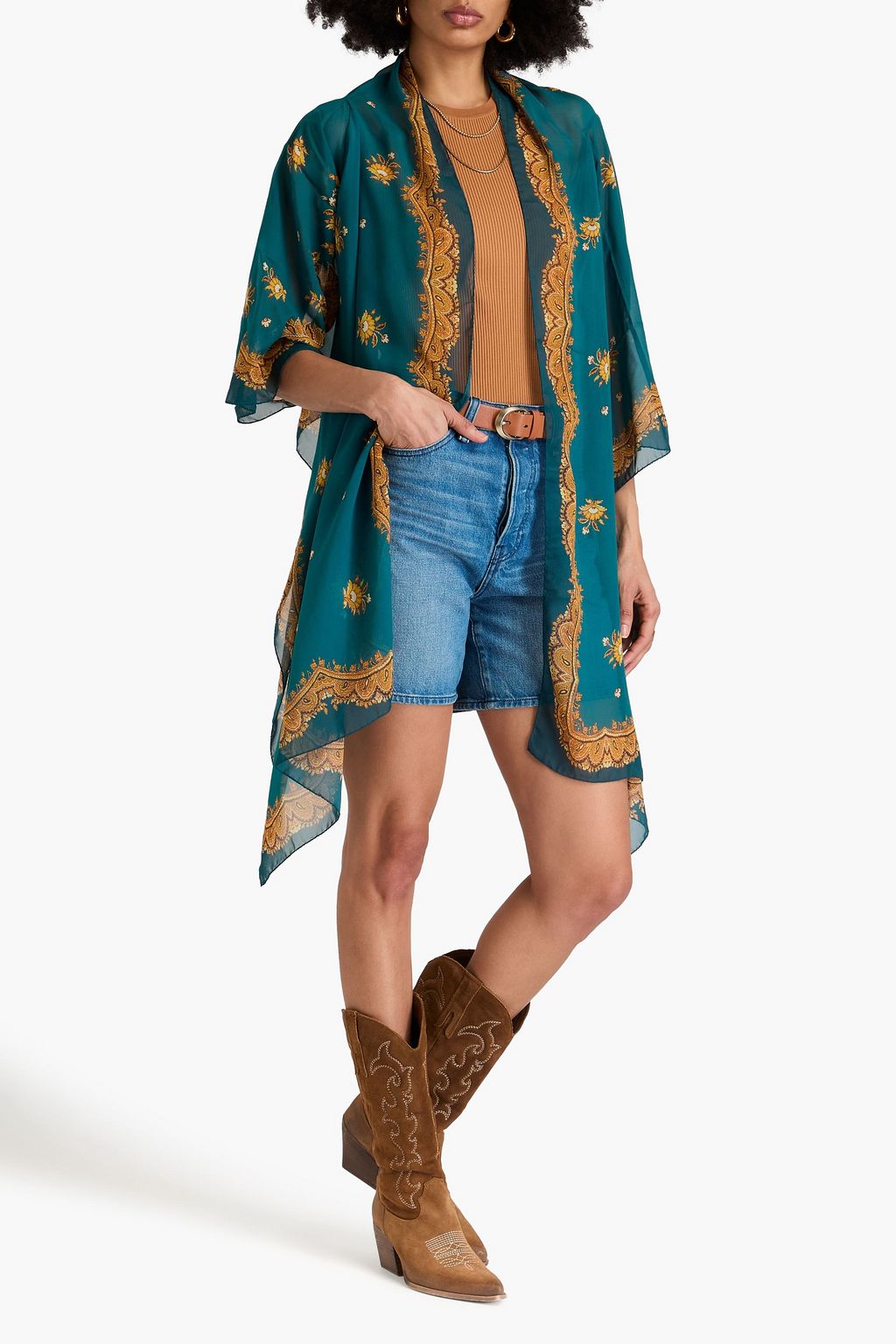 ETRO جاكيت من الجورجيت الحريري مميزة بطبعات