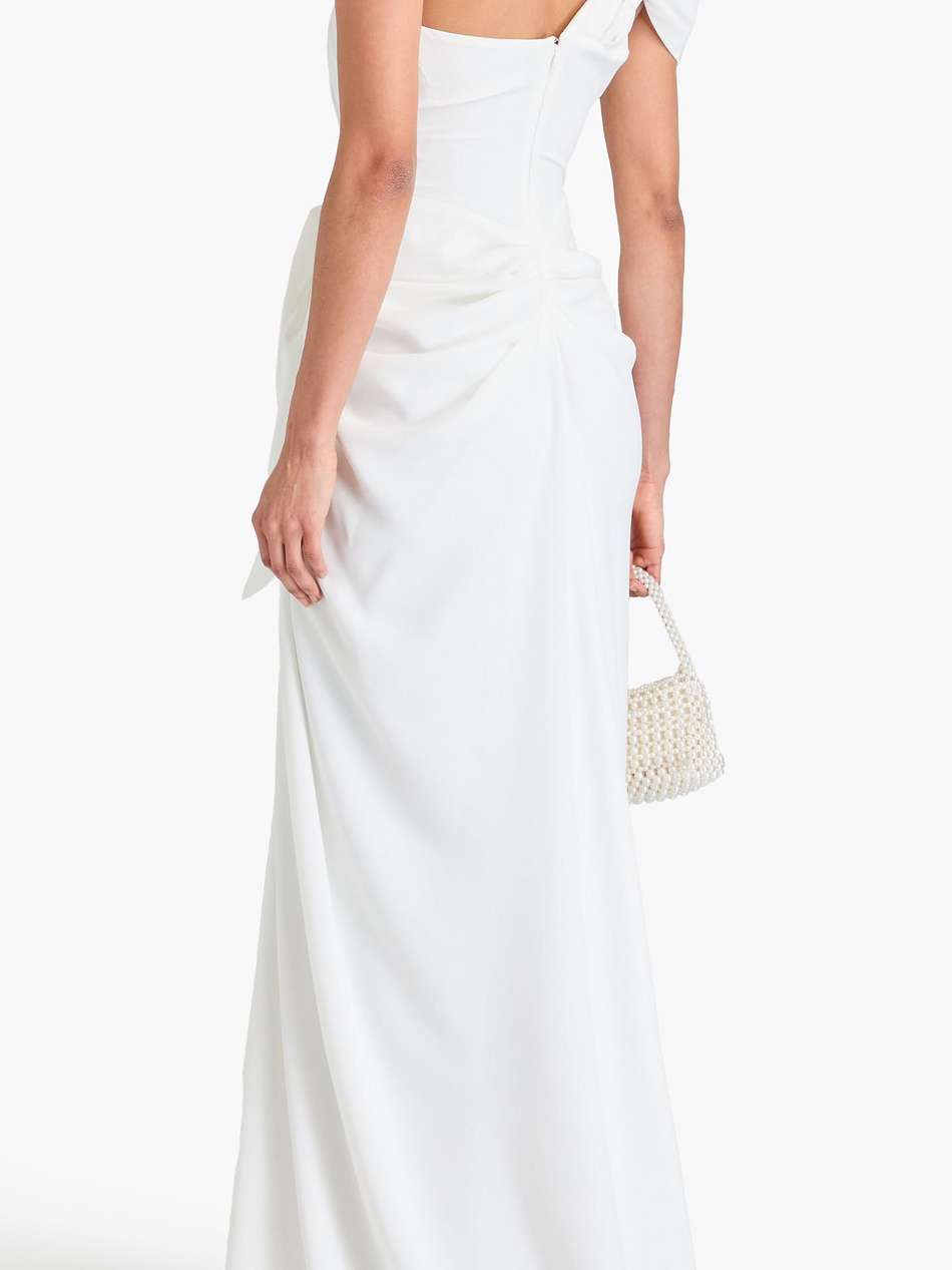 elena one-shoulder draped crepe gown