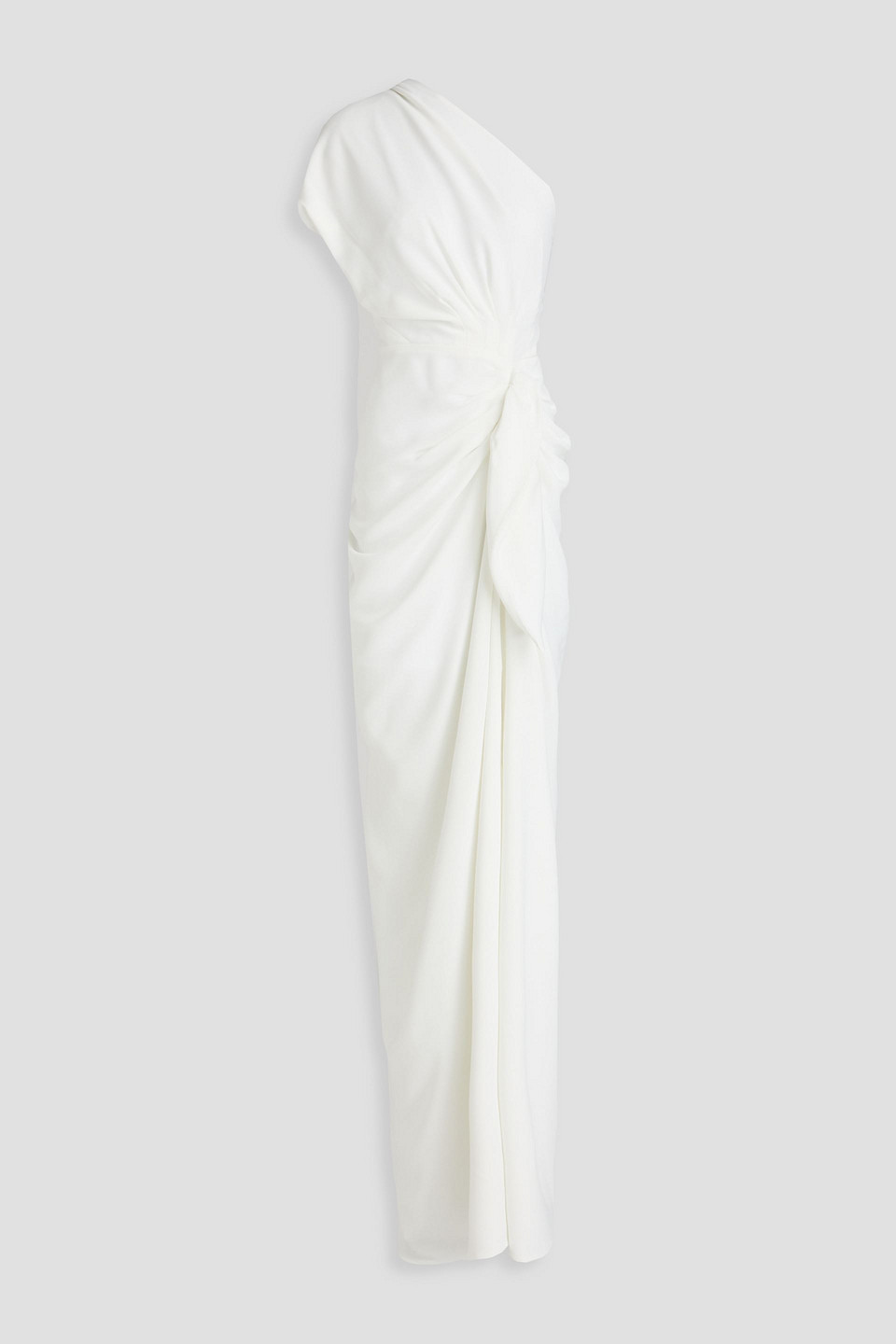 Rhea Costa Elena One-shoulder Draped Crepe Gown In White