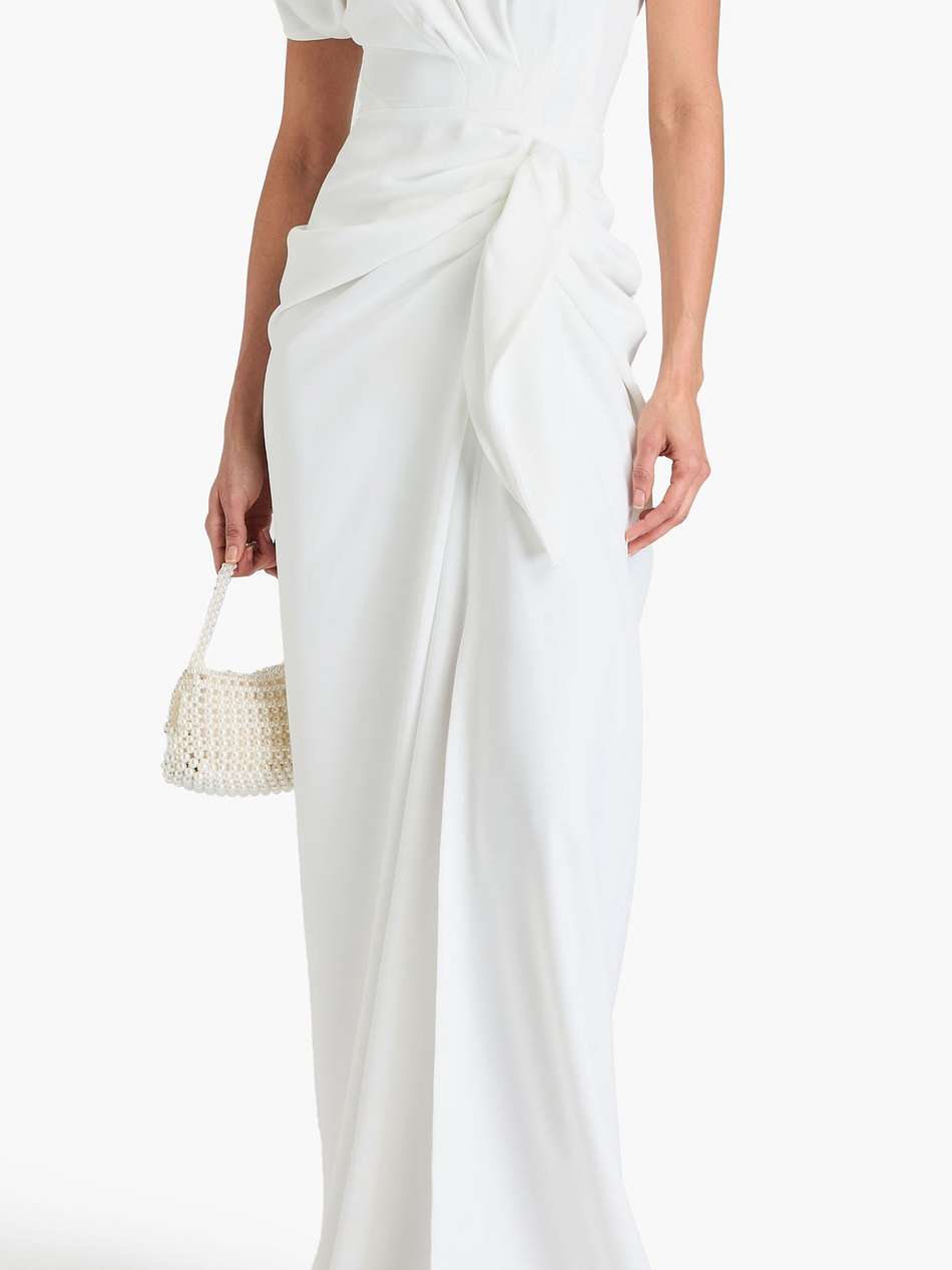 elena one-shoulder draped crepe gown