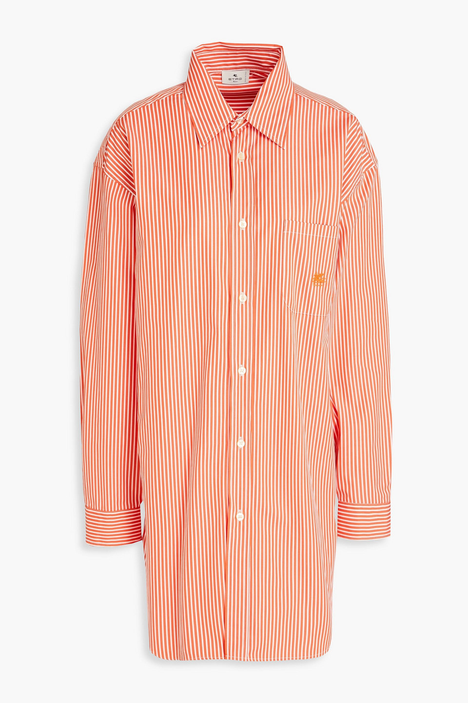 Etro Striped Cotton-poplin Shirt In Tomato Red