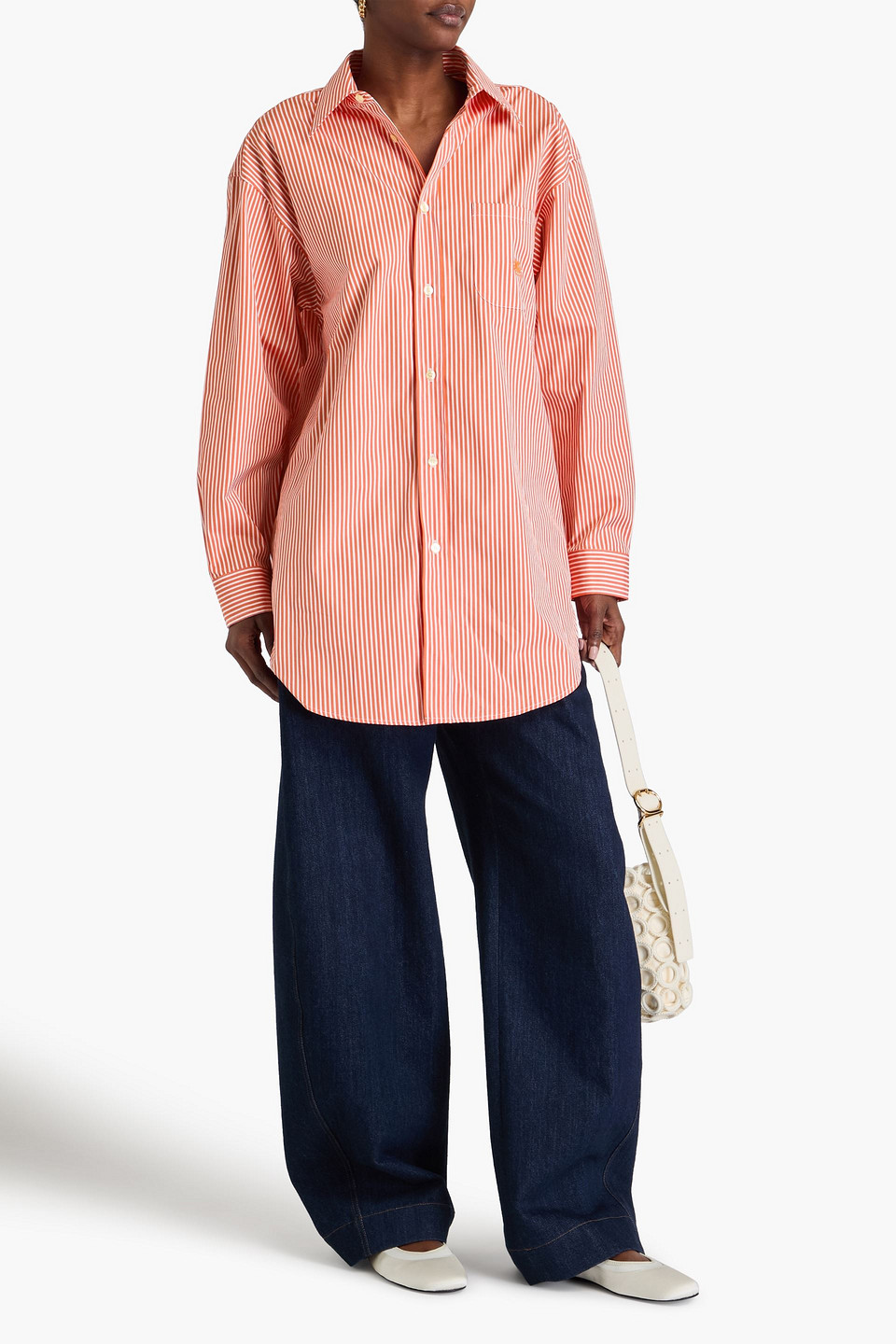 Etro Striped Cotton-poplin Shirt In Tomato Red