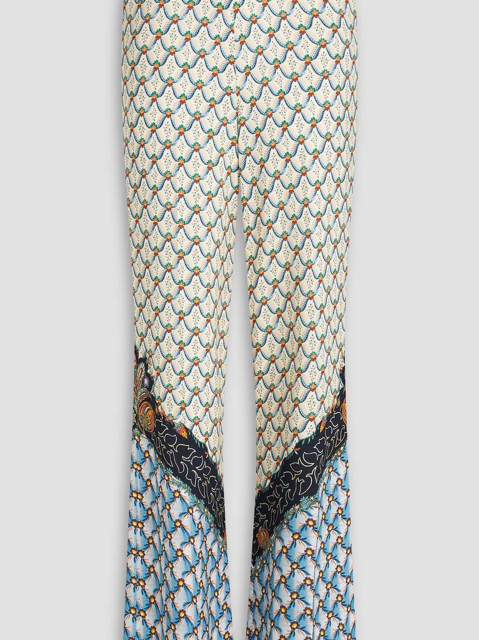 printed crepe de chine wide-leg pants