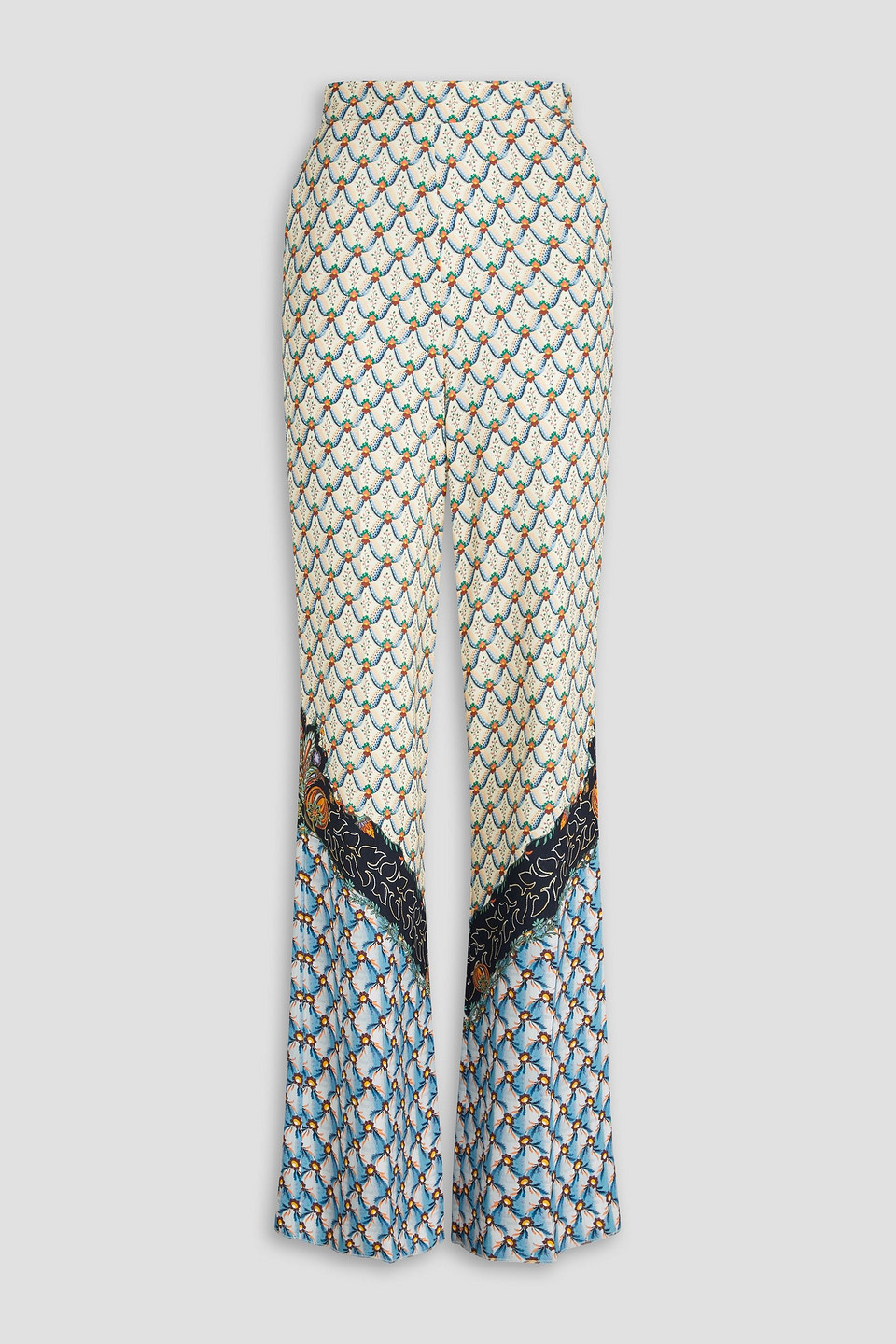 Etro Printed Crepe De Chine Wide-leg Pants In Ecru