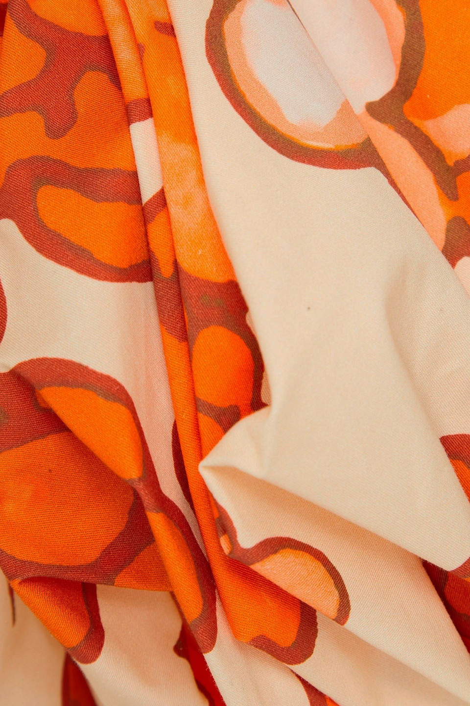 Etro Cropped Floral-print Stretch-cotton Poplin Top In Orange
