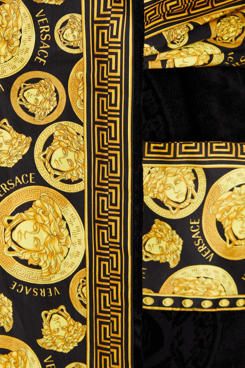 VERSACE Cotton-terry jacquard and sateen robe