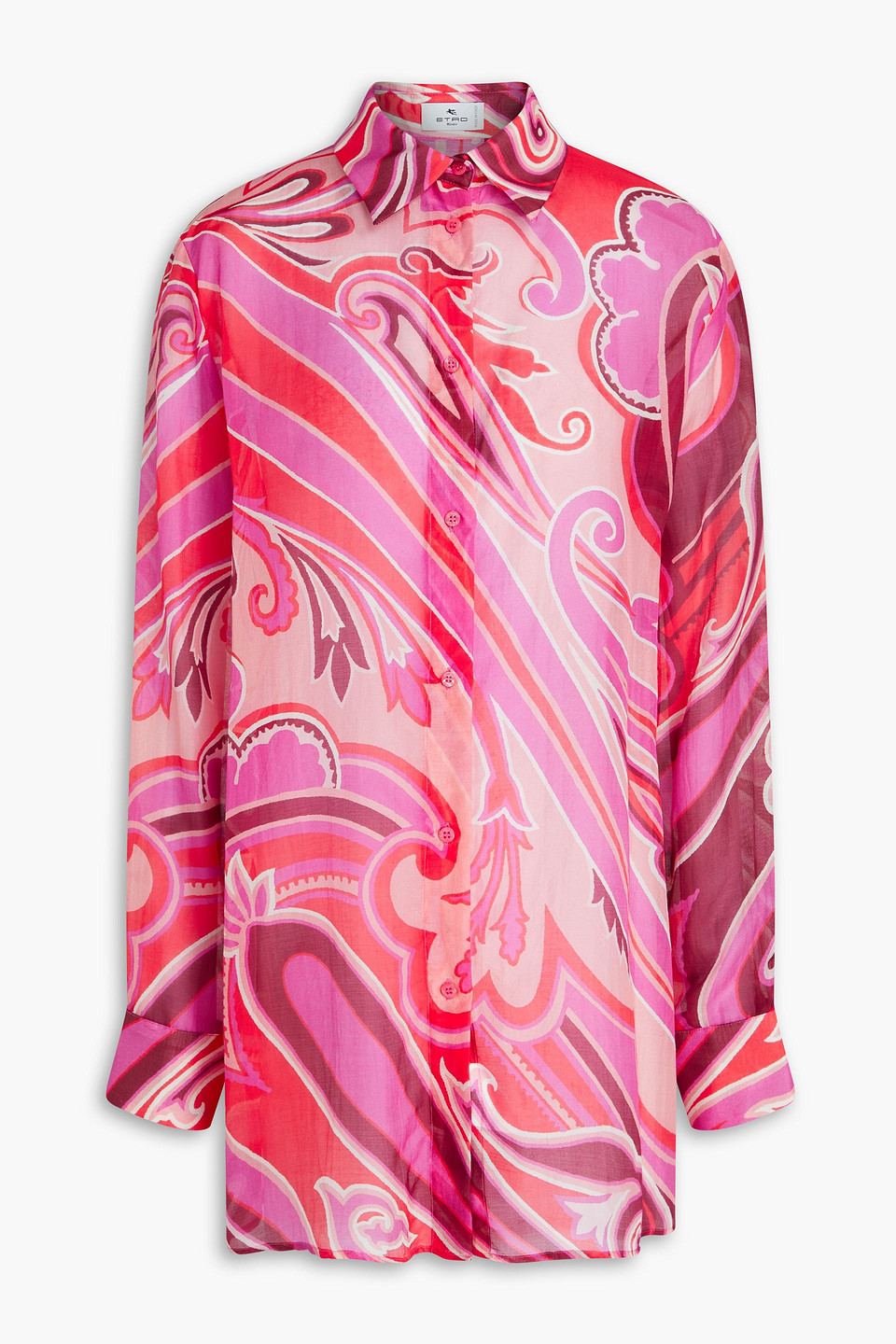 Etro Printed Cotton And Silk-blend Voile Shirt In Fuchsia