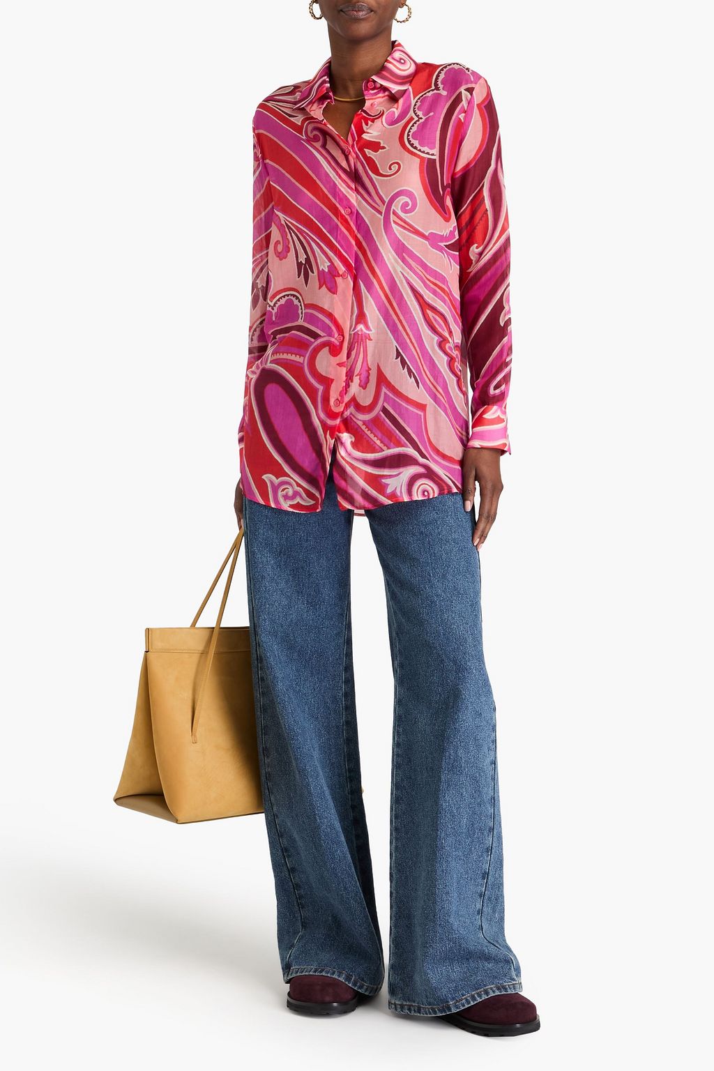 ETRO Printed cotton and silk-blend voile shirt