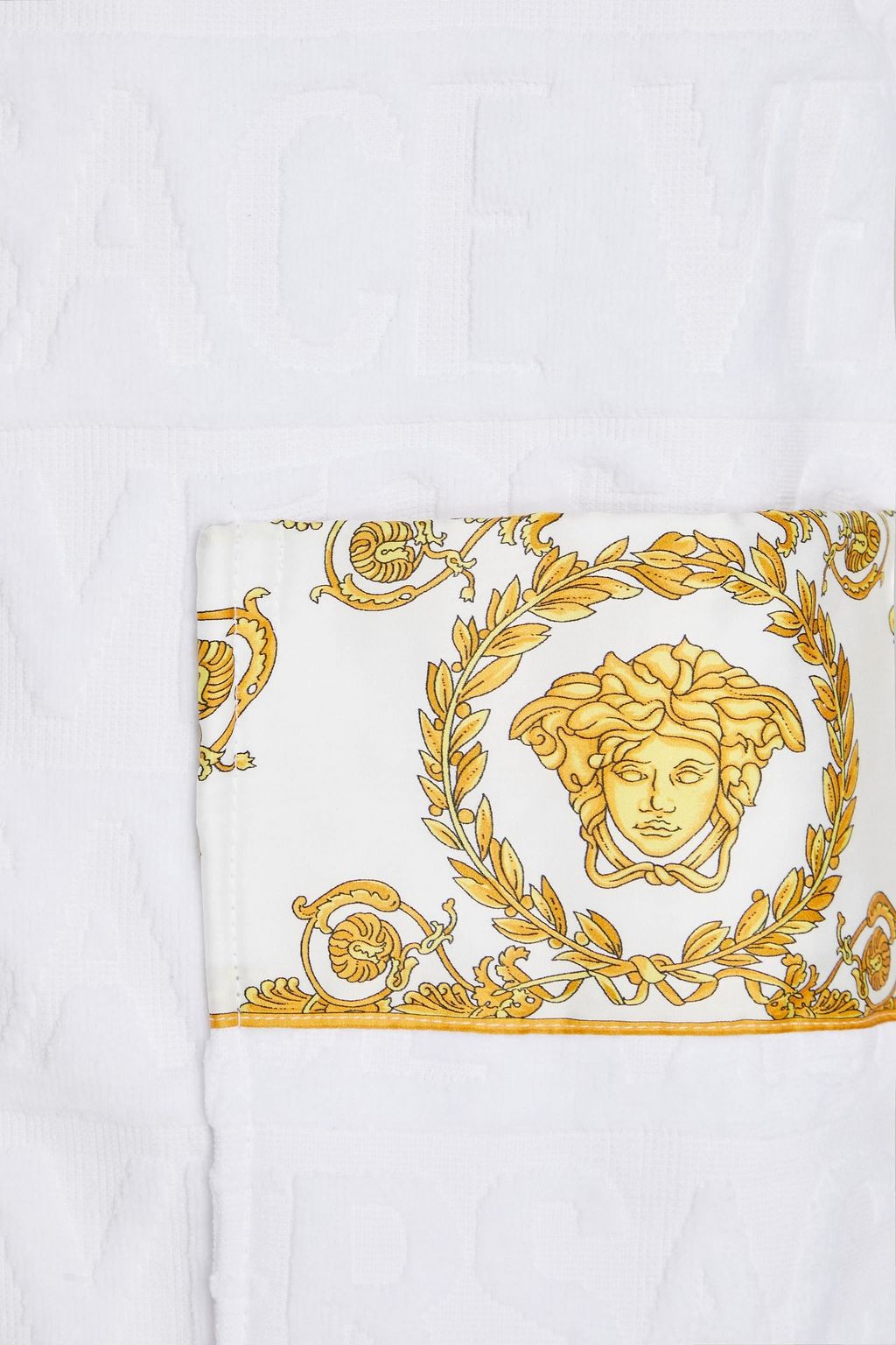 VERSACE Cotton-terry jacquard and sateen robe