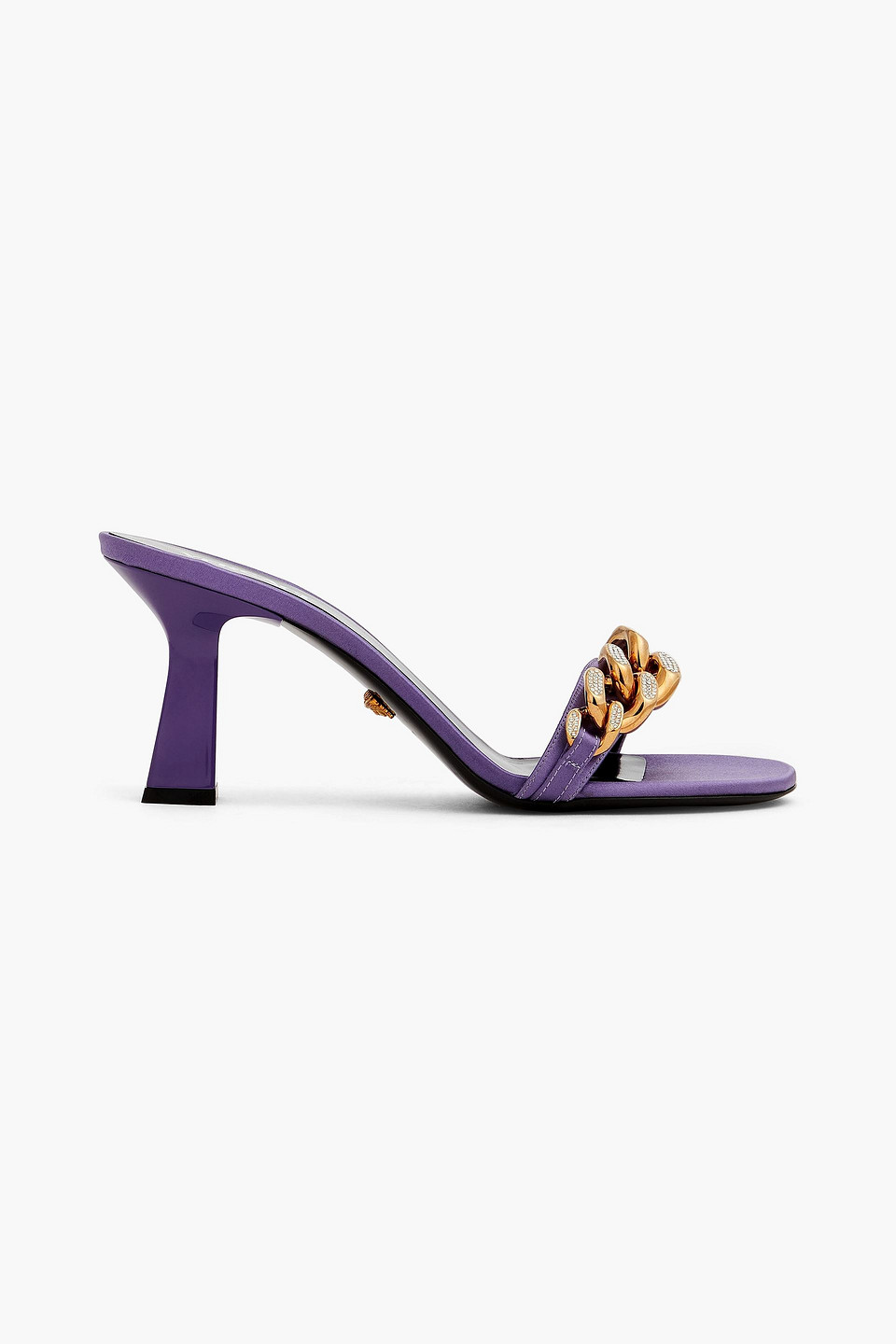 Versace Mules Aus Satin Mit Verzierung In Purple