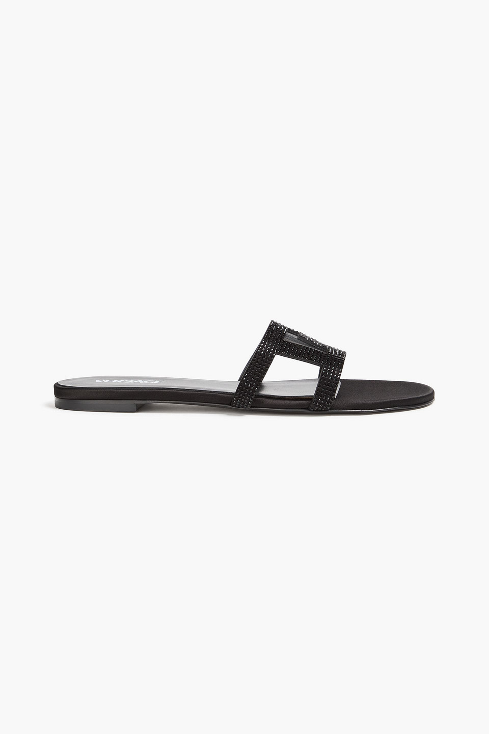 Versace - Crystal-embellished leather sandals - Black - EU 37