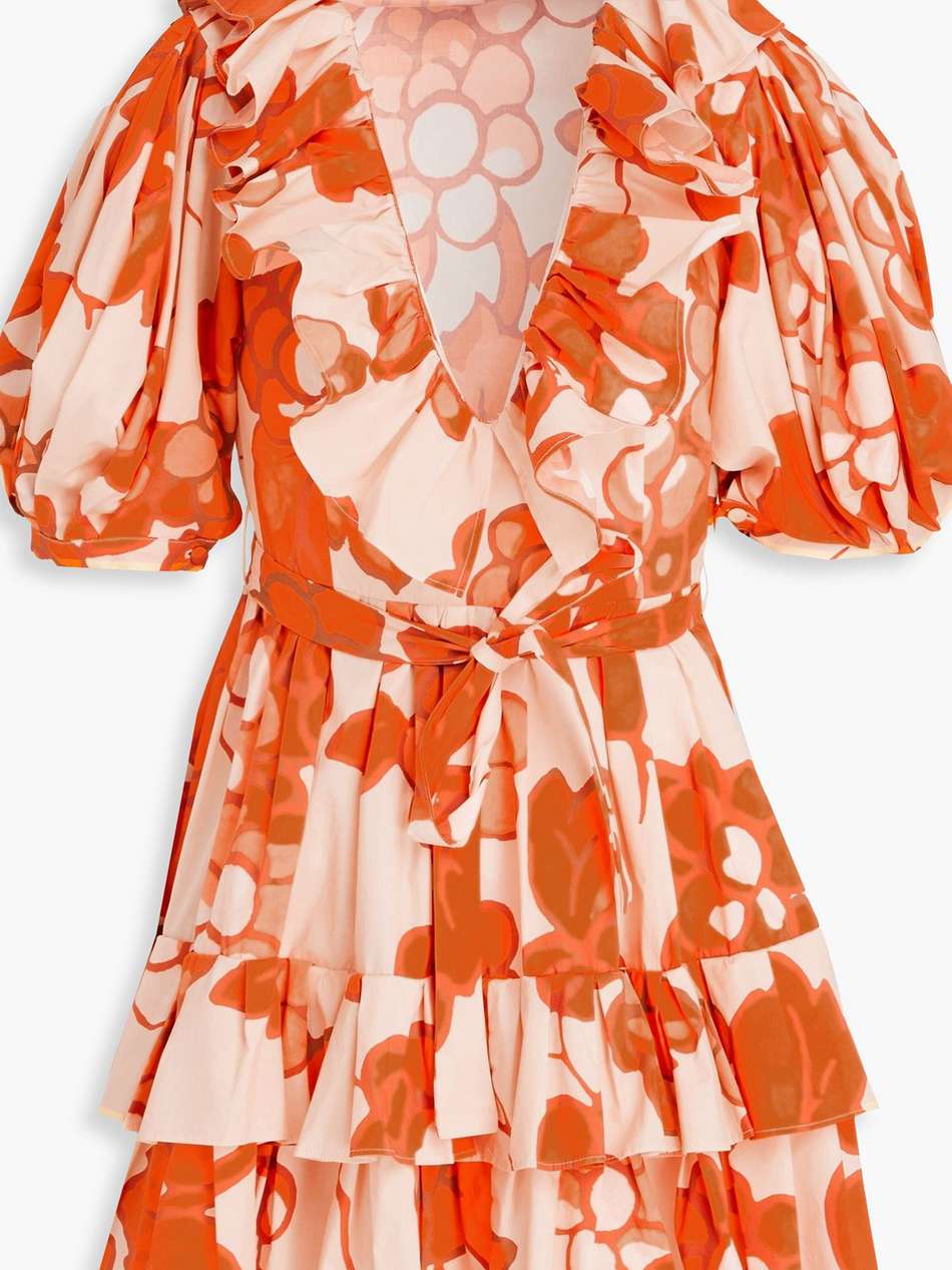 ruffled printed poplin mini dress