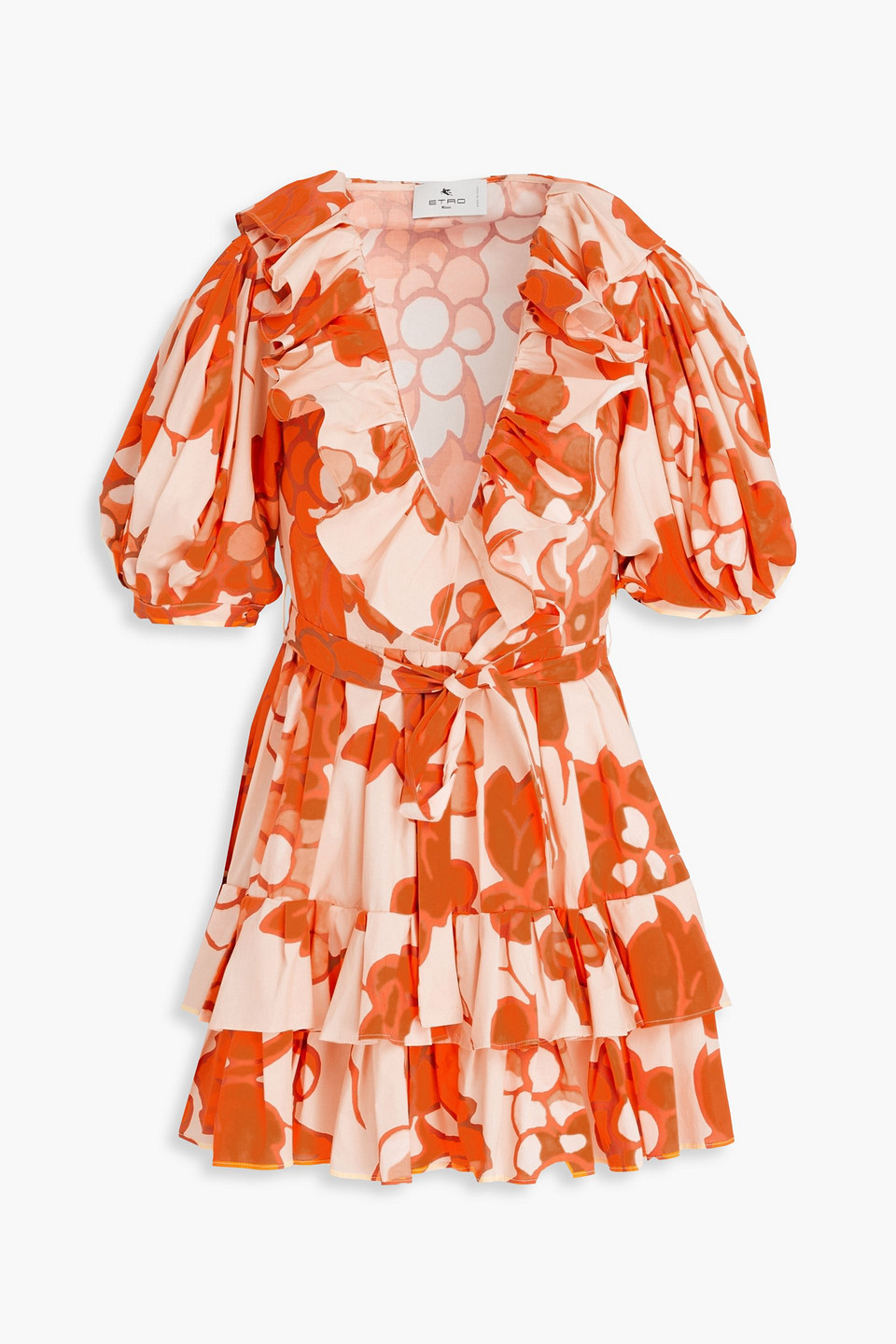 Ruffled printed poplin mini dress