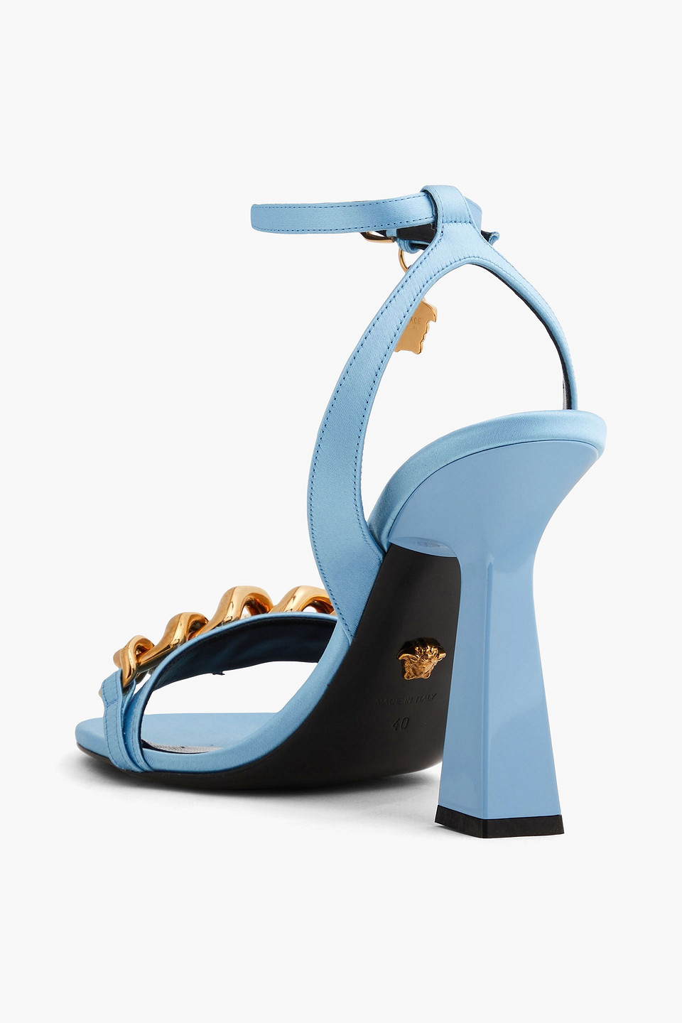 Versace Sandalen Aus Satin Mit Verzierung In Bleu