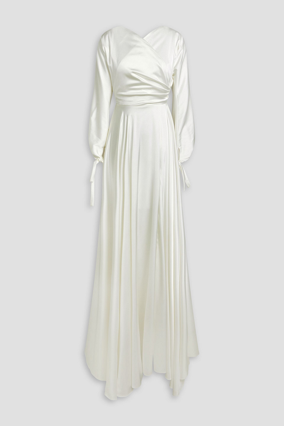 Rhea Costa June Draped Satin Gown In Ivory