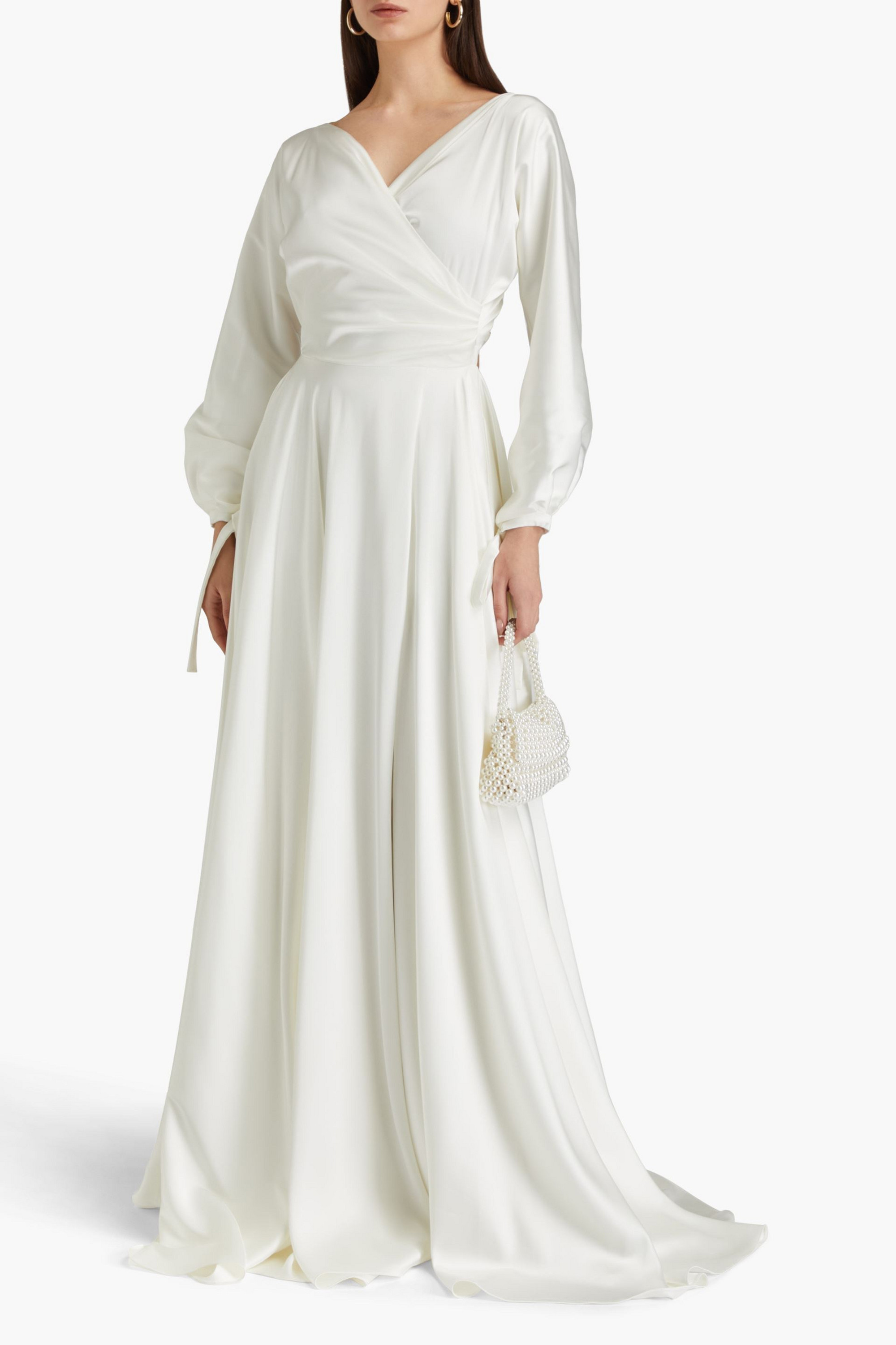 RHEA COSTA June draped satin gown
