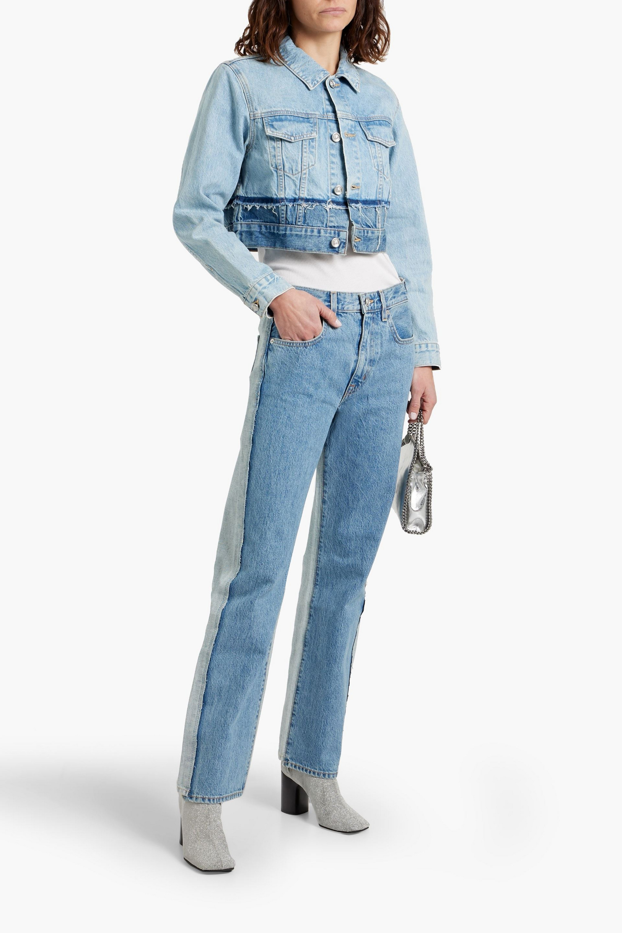 SLVRLAKE Re-work London paneled high-rise straight-leg jeans