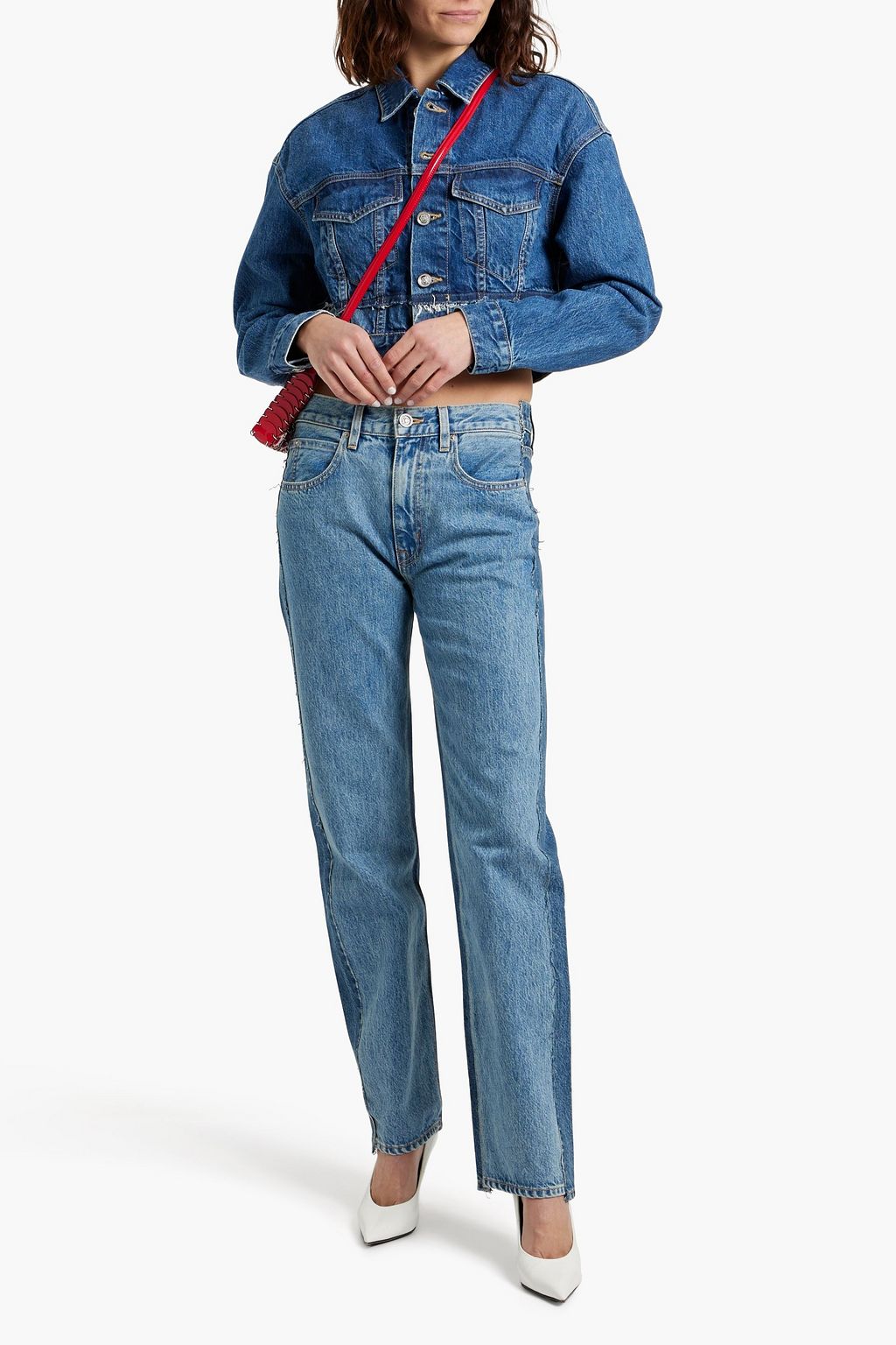 SLVRLAKE Re-work London paneled high-rise straight-leg jeans