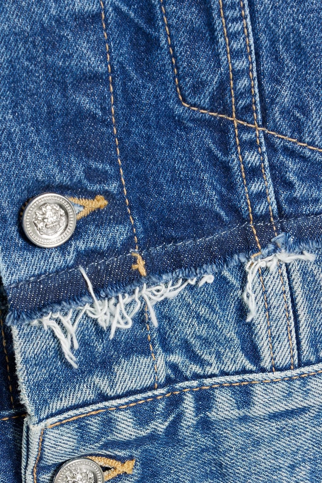 SLVRLAKE Re-work cropped frayed denim jacket