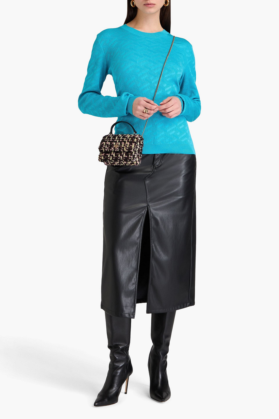  Versace - Pullover Aus Jacquard-strick Aus Einer Seidenmischung - Blau - It 48 
